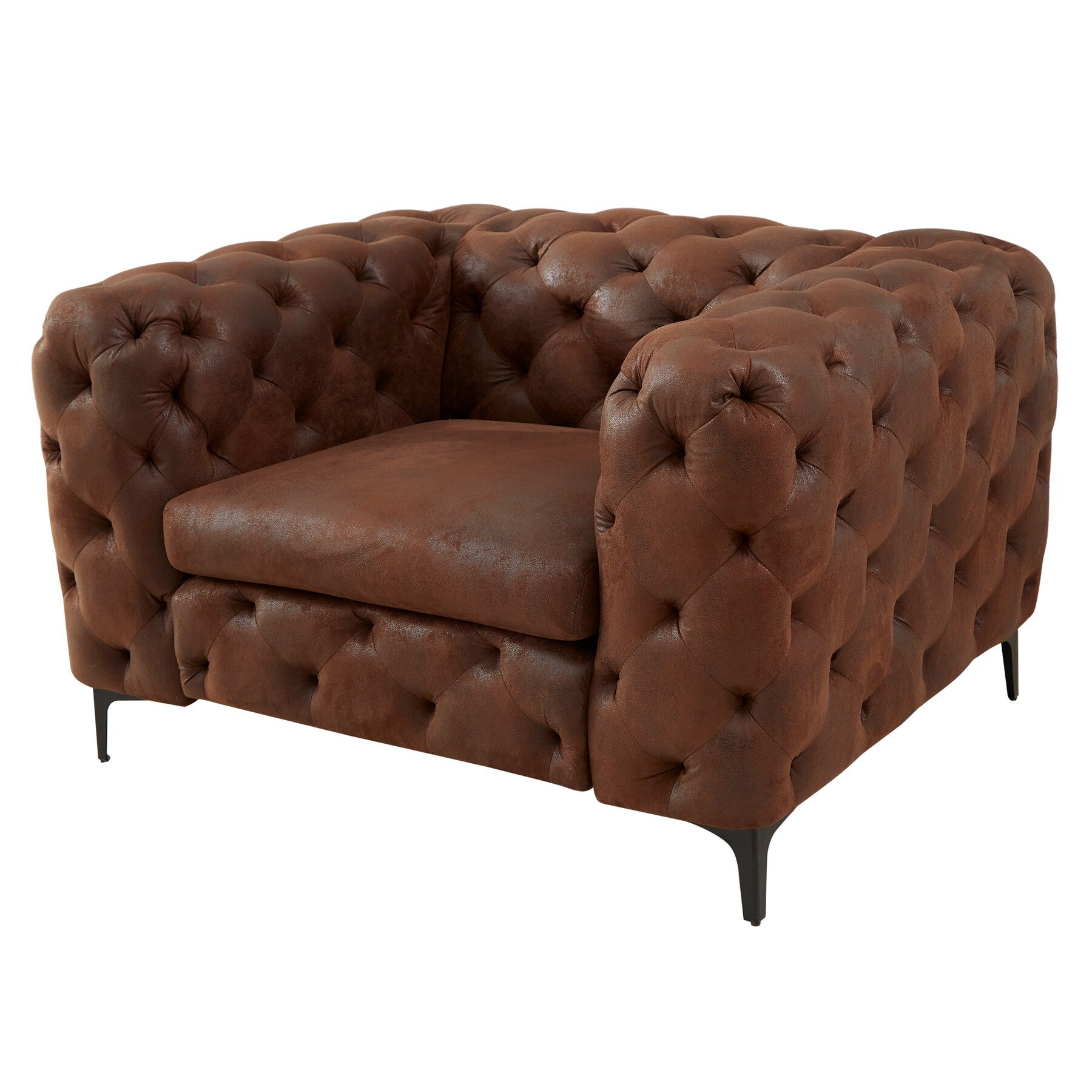 riess-ambiente Design Chesterfield Sessel MODERN BAROCK 120cm antik braun Microfaser mit Federkern 
