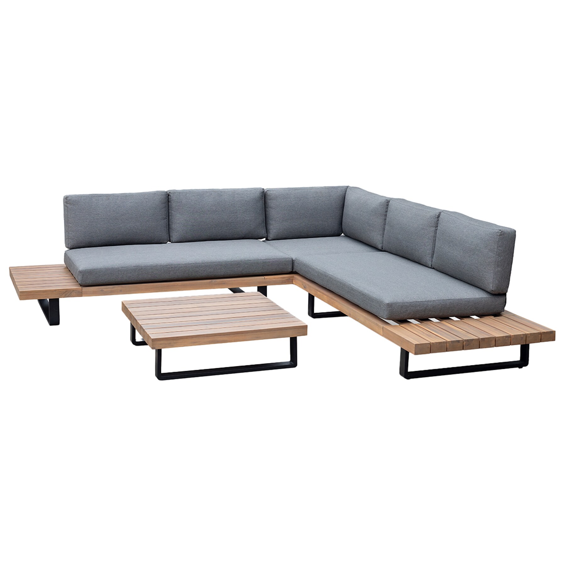riess-ambiente Gartenlounge Set ST. BARTH 255cm grau natur Akazie Sitzecke inkl. Tisch und Kissen 