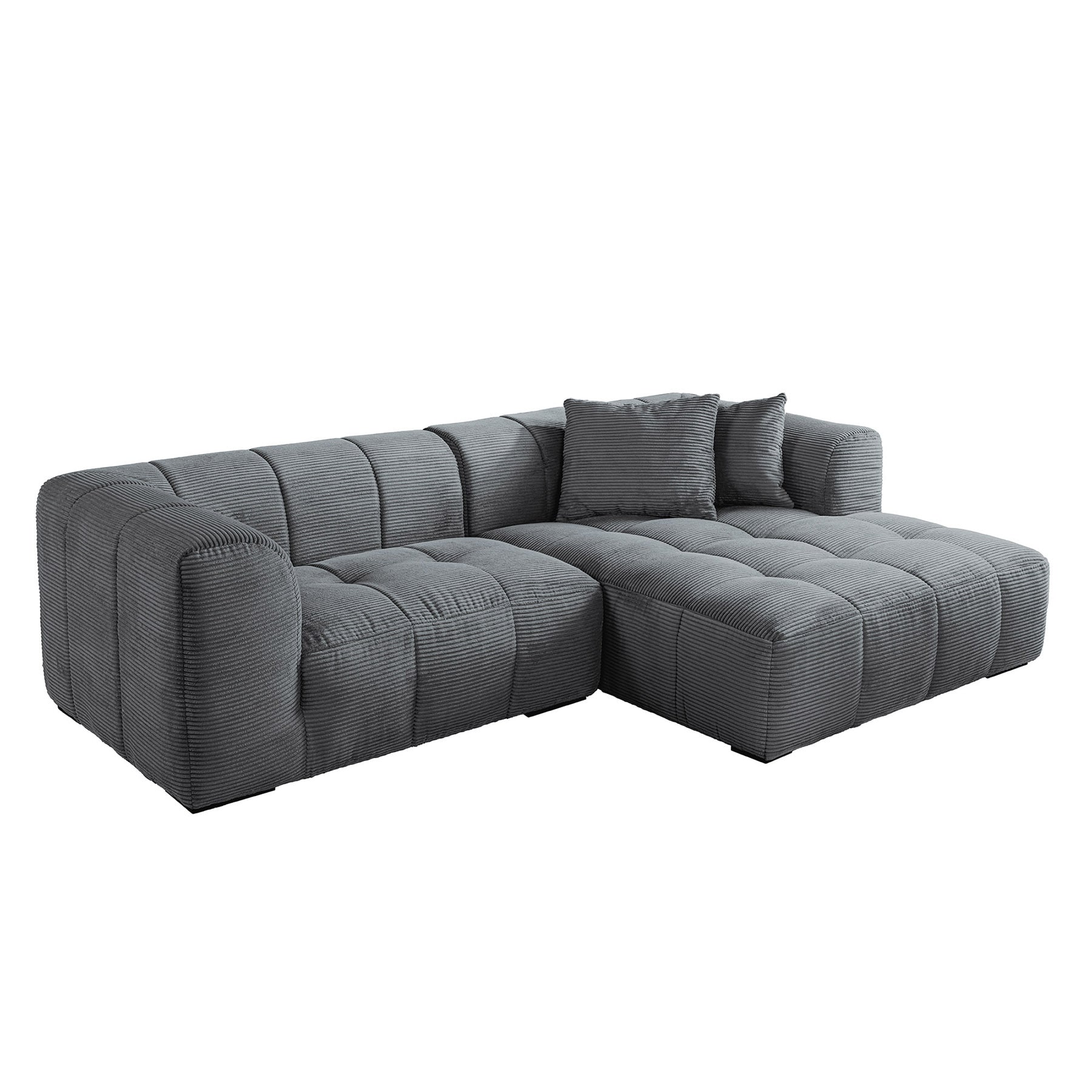 riess-ambiente Modernes Ecksofa ZERO GRAVITY 240cm dunkelgrau Cord 3-Sitzer Couch L-Form 