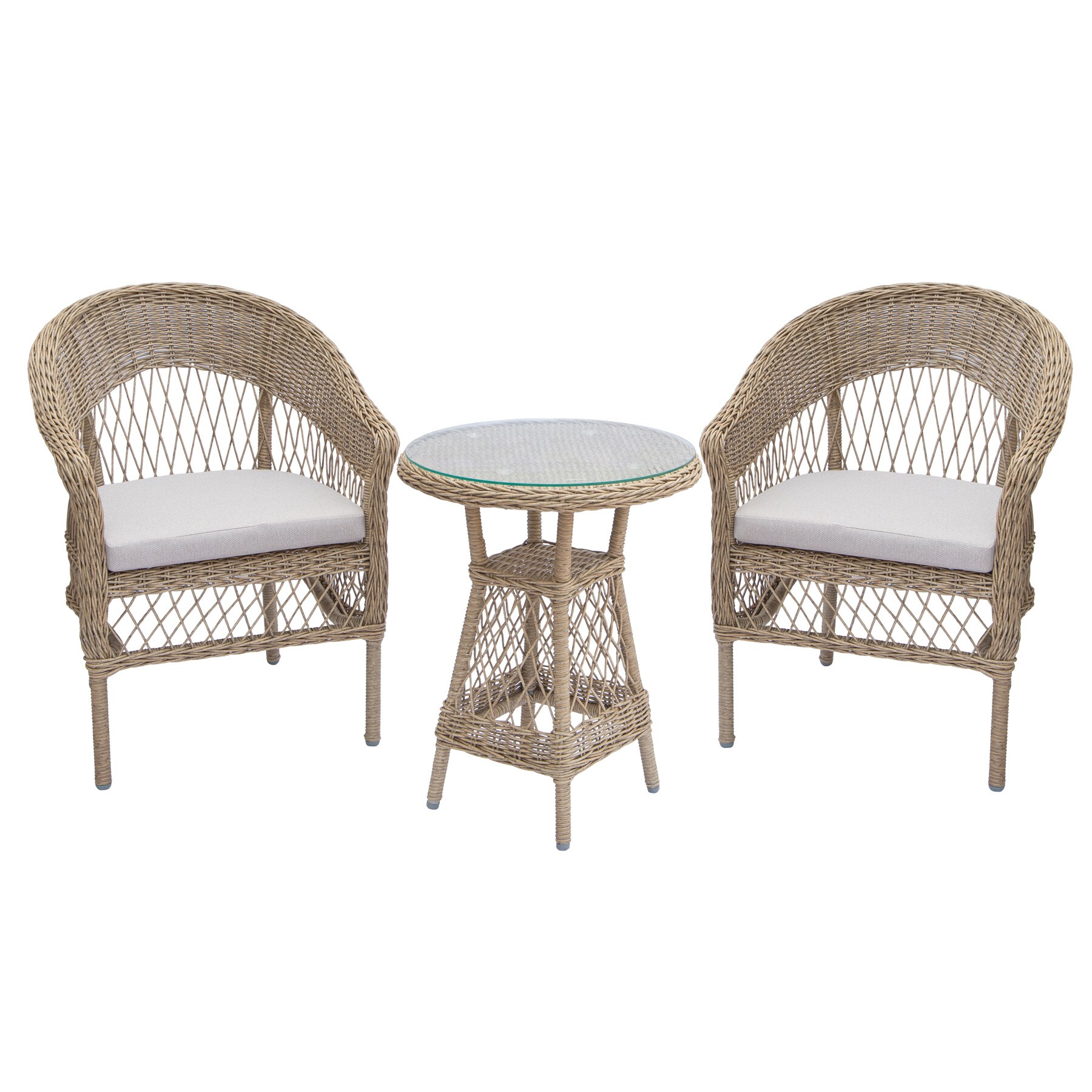 riess-ambiente Outdoor Garten-Set ELYSEE natur taupe Polyrattan Aluminium inkl. Tisch und Kissen 