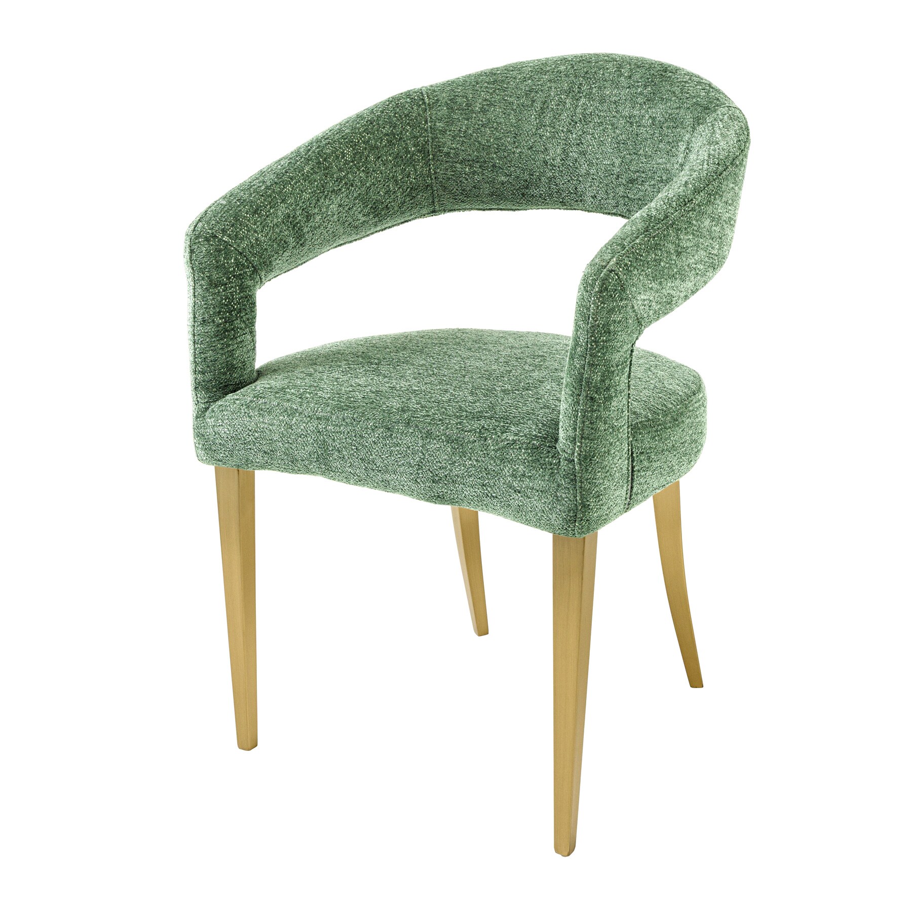 riess-ambiente Skandinavischer Stuhl BOUTIQUE gr&uuml;n Strukturstoff brushed champagner gold Metall 