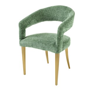 riess-ambiente Skandinavischer Stuhl BOUTIQUE grün Strukturstoff brushed champagner gold Metall 