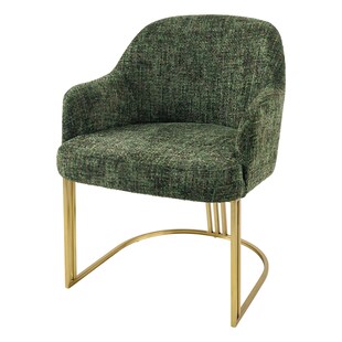 riess-ambiente Armlehnen Stuhl EXTRAVAGANCIA dunkelgrün Chenillestoff Metall brushed champagner gold 