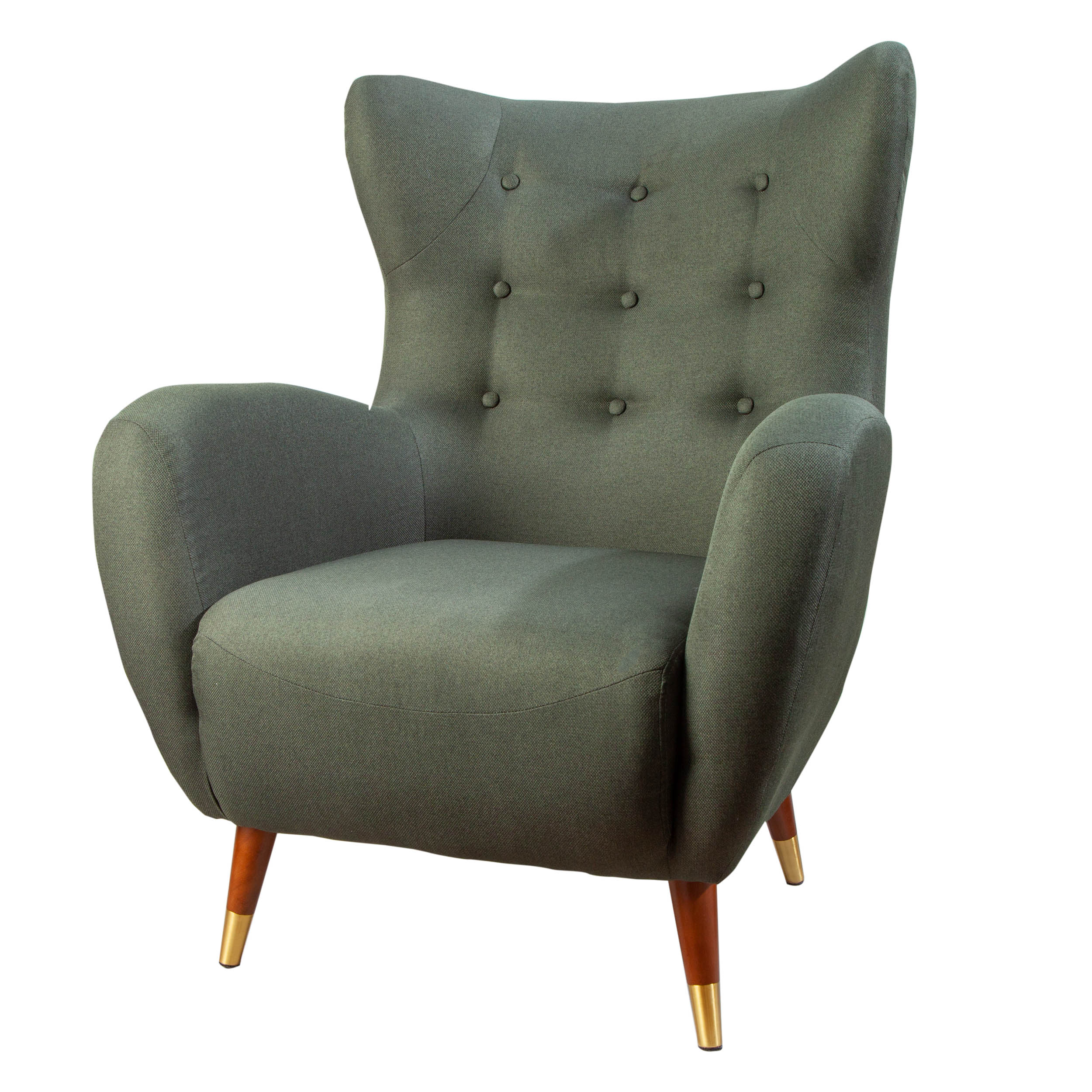 riess-ambiente Retro Design Sessel DON flaschengr&uuml;n Federkern goldene Fu&szlig;kappen 