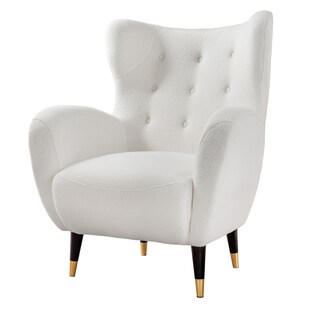 riess-ambiente Retro Design Sessel DON weiß Bouclé Federkern goldene Fußkappen 