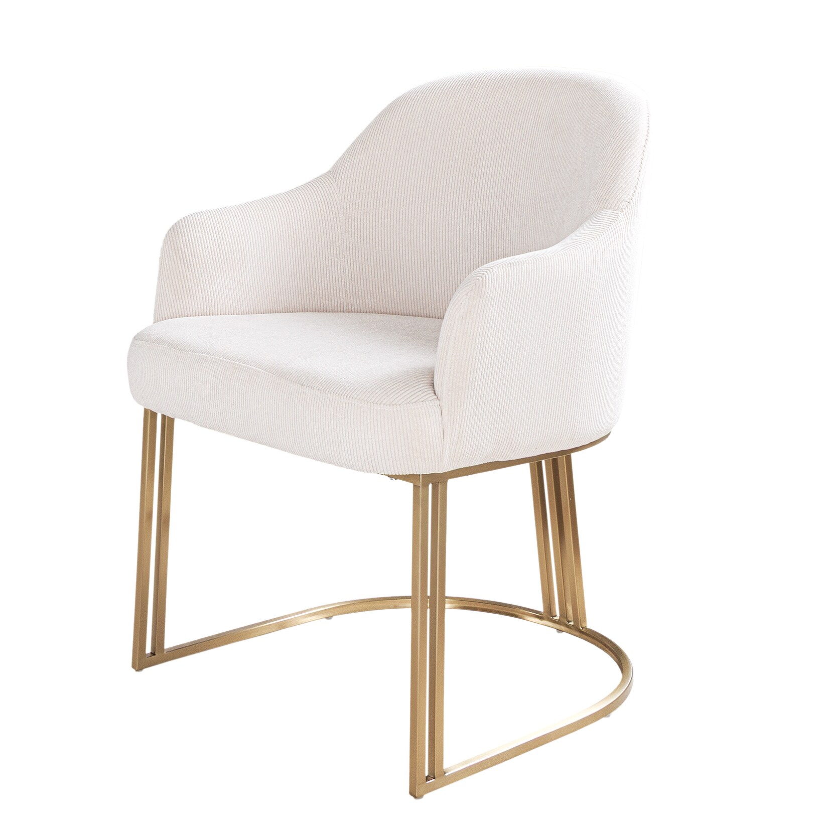 riess-ambiente Armlehnen Stuhl EXTRAVAGANCIA beige Cord Metall brushed champagner gold