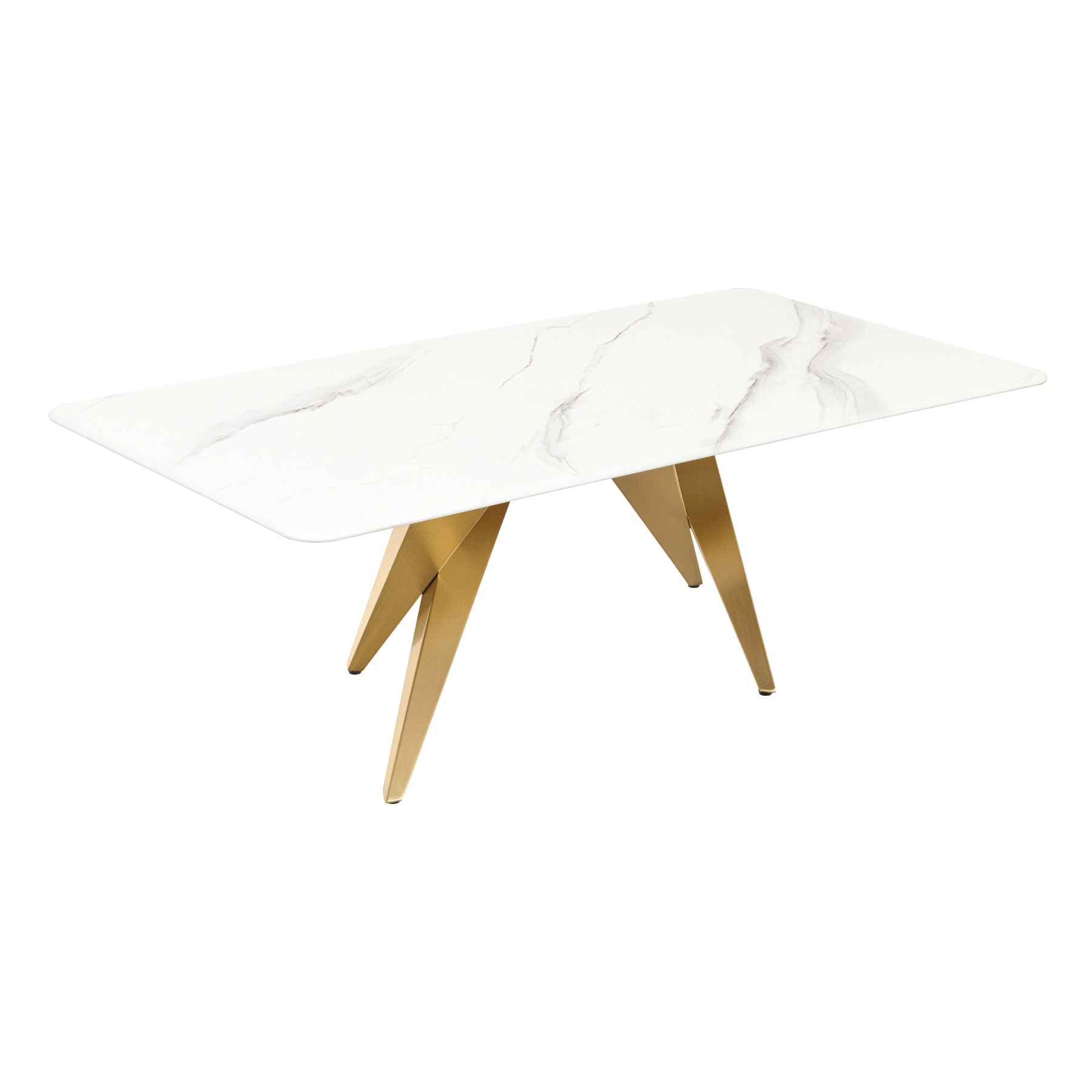 riess-ambiente Moderner Couchtisch ART LIVING 130cm wei&szlig; Marmor Keramik champagner gold brushed 