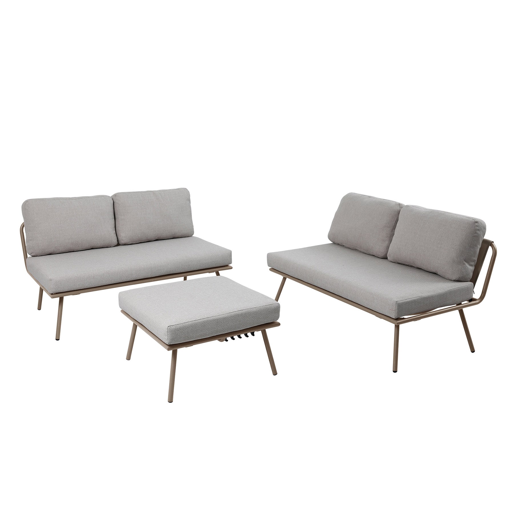 riess-ambiente Outdoor Lounge Sitzgruppe MOBILE MODULAR champagner greige mit Tisch wetterfest 