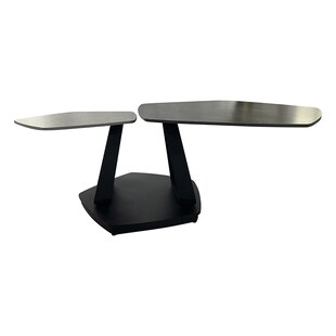 riess-ambiente Drehbarer Couchtisch MOVEMENT anthrazit grau Keramik fünfeckig schwarzes Metallgestell 