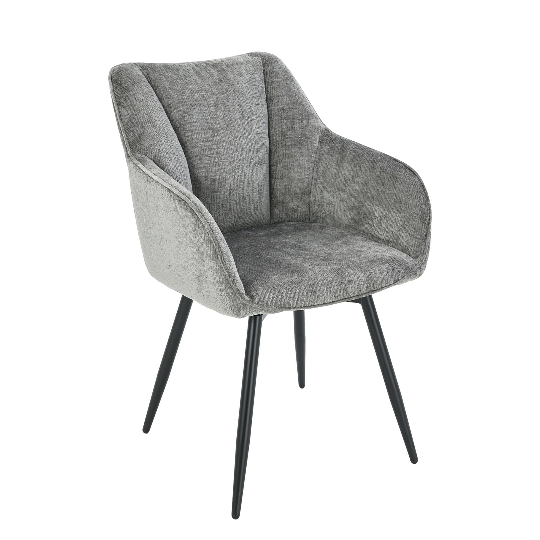 riess-ambiente Drehbarer Retro Stuhl AVIGNON grau Chenille schwarze Metallbeine 