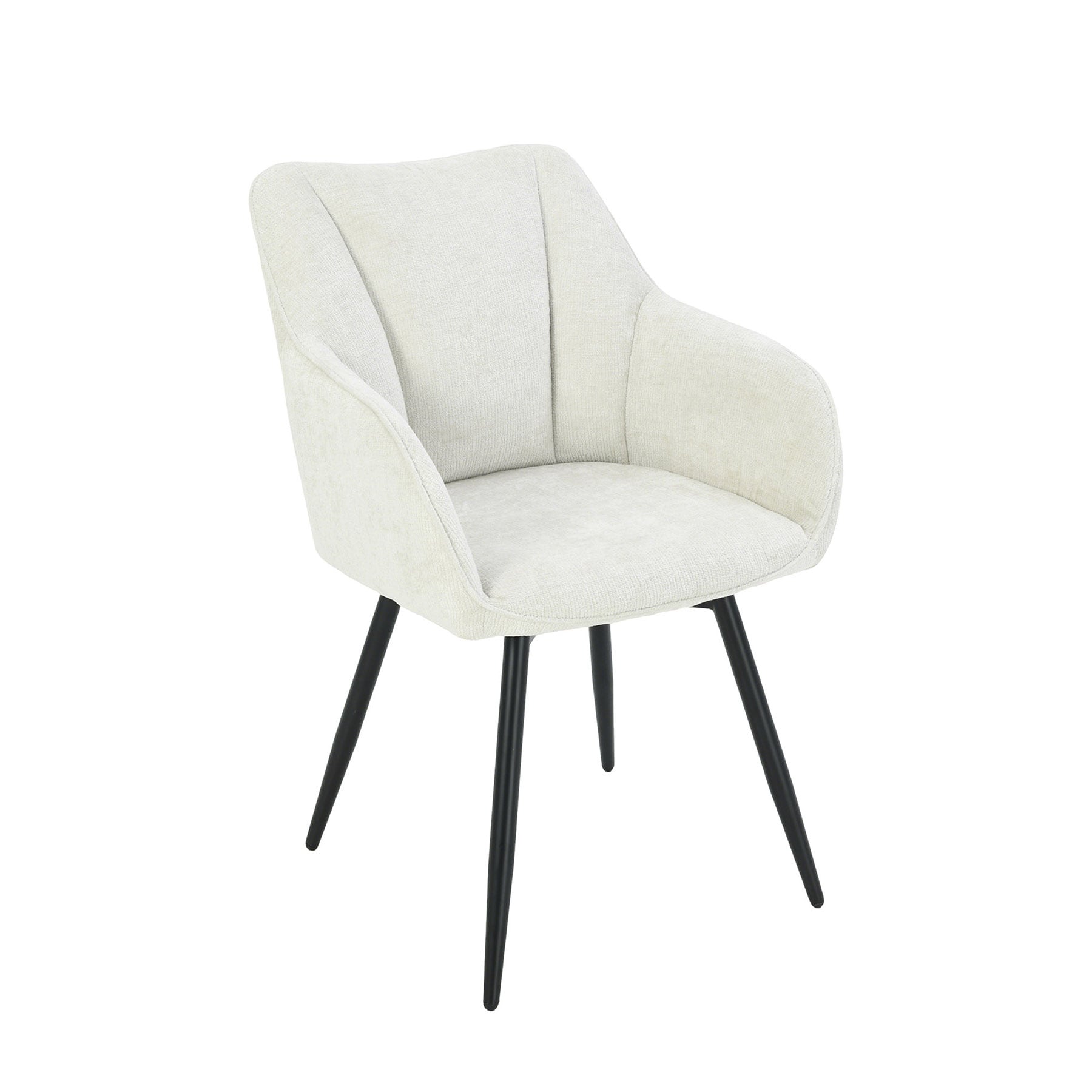 riess-ambiente Drehbarer Retro Stuhl AVIGNON beige Chenille schwarze Metallbeine 