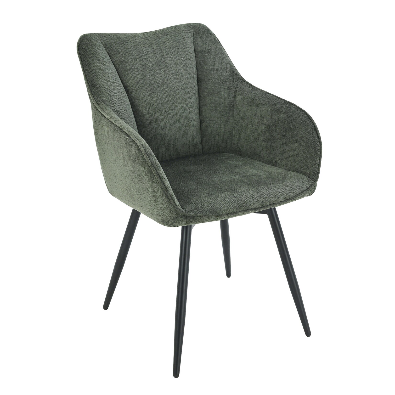 riess-ambiente Drehbarer Retro Stuhl AVIGNON grün Chenille schwarze Metallbeine