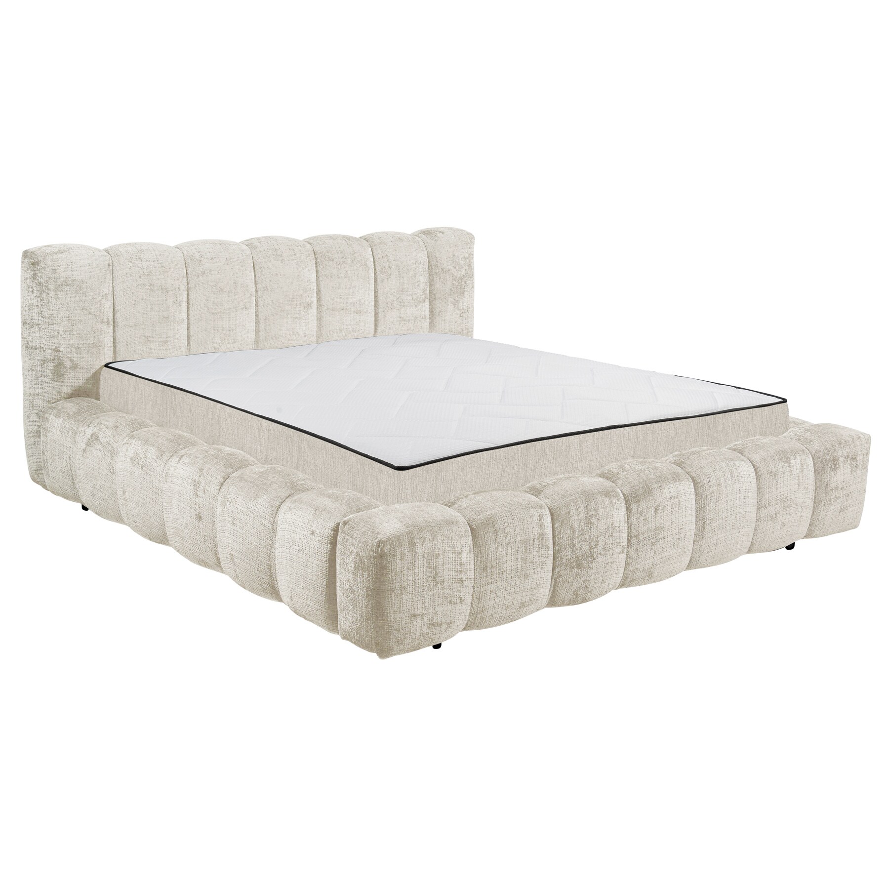 riess-ambiente Polsterbett DIAMOND 180x200cm wei&Atilde;&Yuml; Chenillestoff inkl. Matratze und Topper 