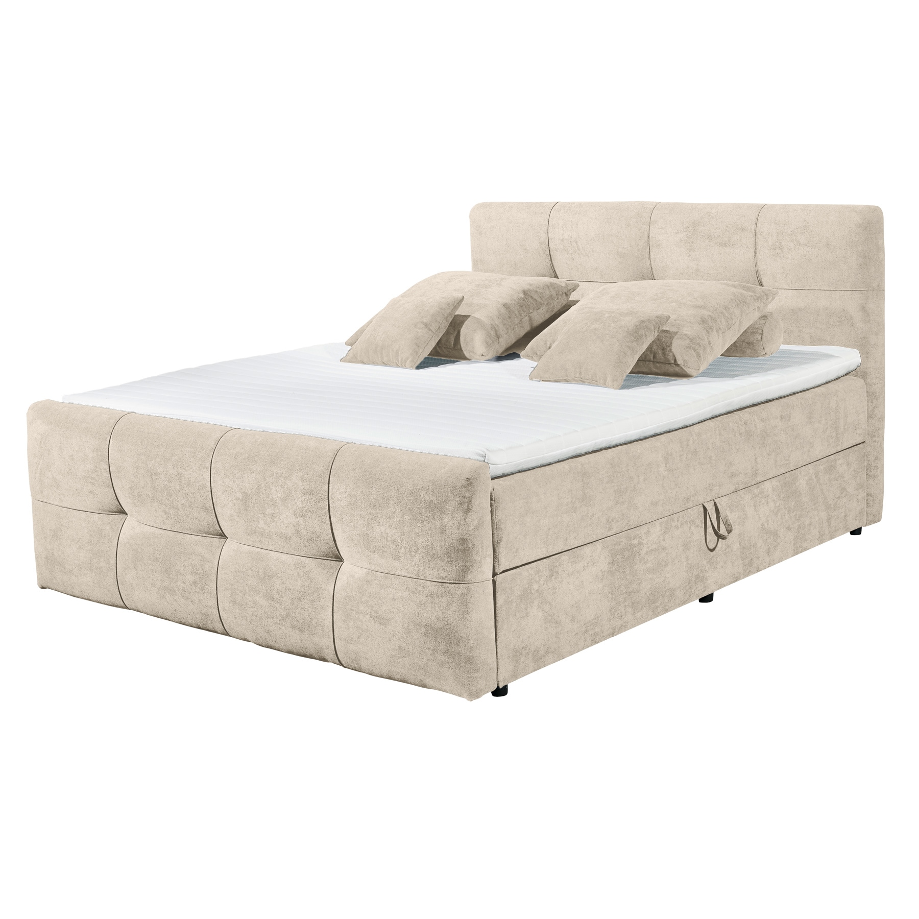 riess-ambiente Boxspringbett TOULOUSE 140x200cm beige inkl. Matratze und Topper mit Bettkasten 