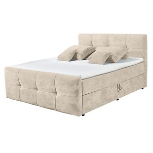 riess-ambiente Boxspringbett TOULOUSE 140x200cm beige inkl. Matratze und Topper mit Bettkasten 