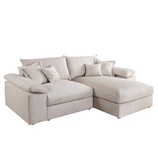 riess-ambiente Design Ecksofa ATMOSPHERE XL 245cm champagner beige Cord Federkern inkl. Kissen 