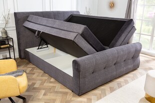 riess-ambiente Boxspringbett SIGNUM - 180x200cm dunkelgrau Samt inkl. Topper Matratzen Bettkasten 