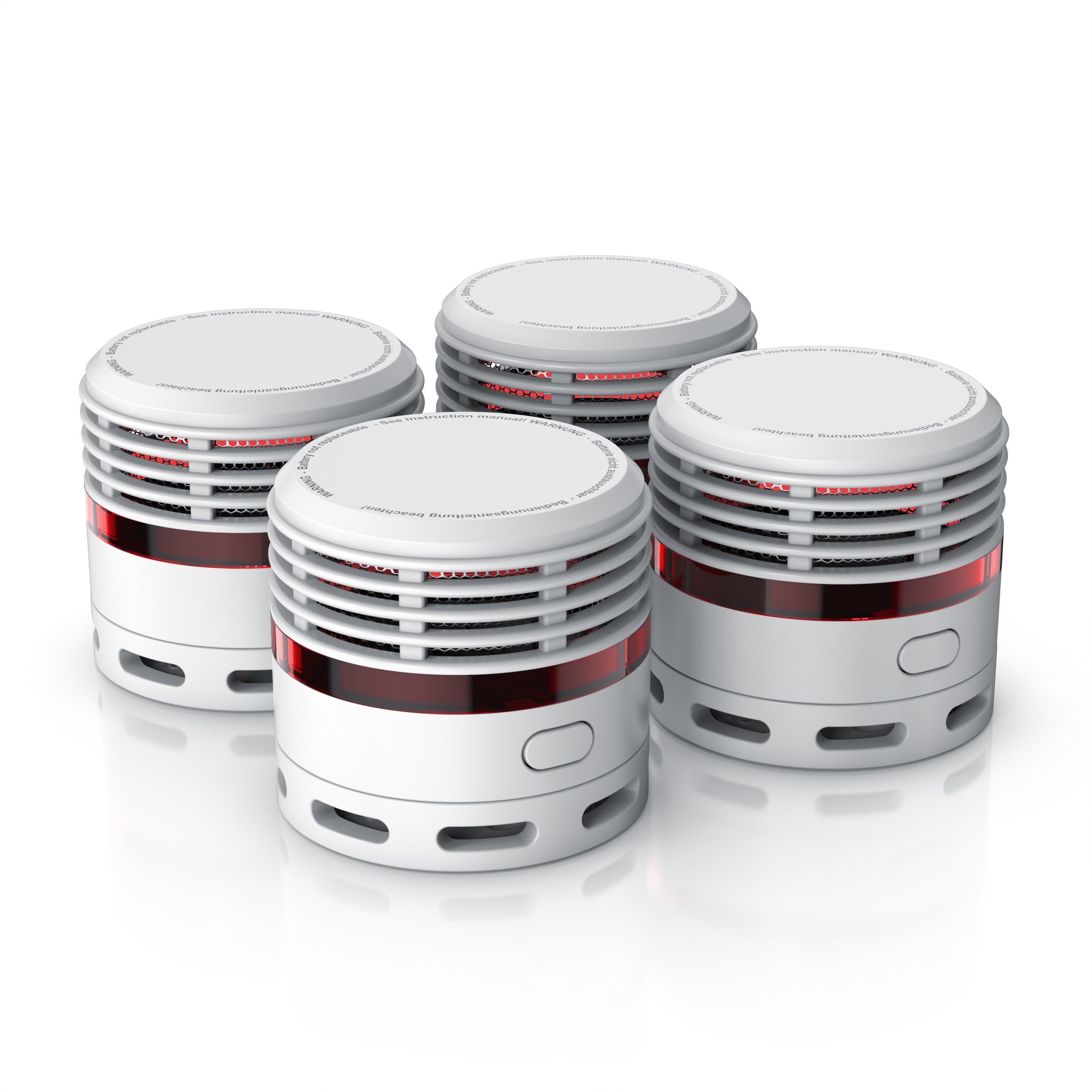 Brandson 4x Rauchmelder Mini - 10 Jahre Batterie - Lithium Ionen Batterie 1500 mAh - Lautst&auml;rke 85 db - LED Indikator - Pr&uuml;ftaste 