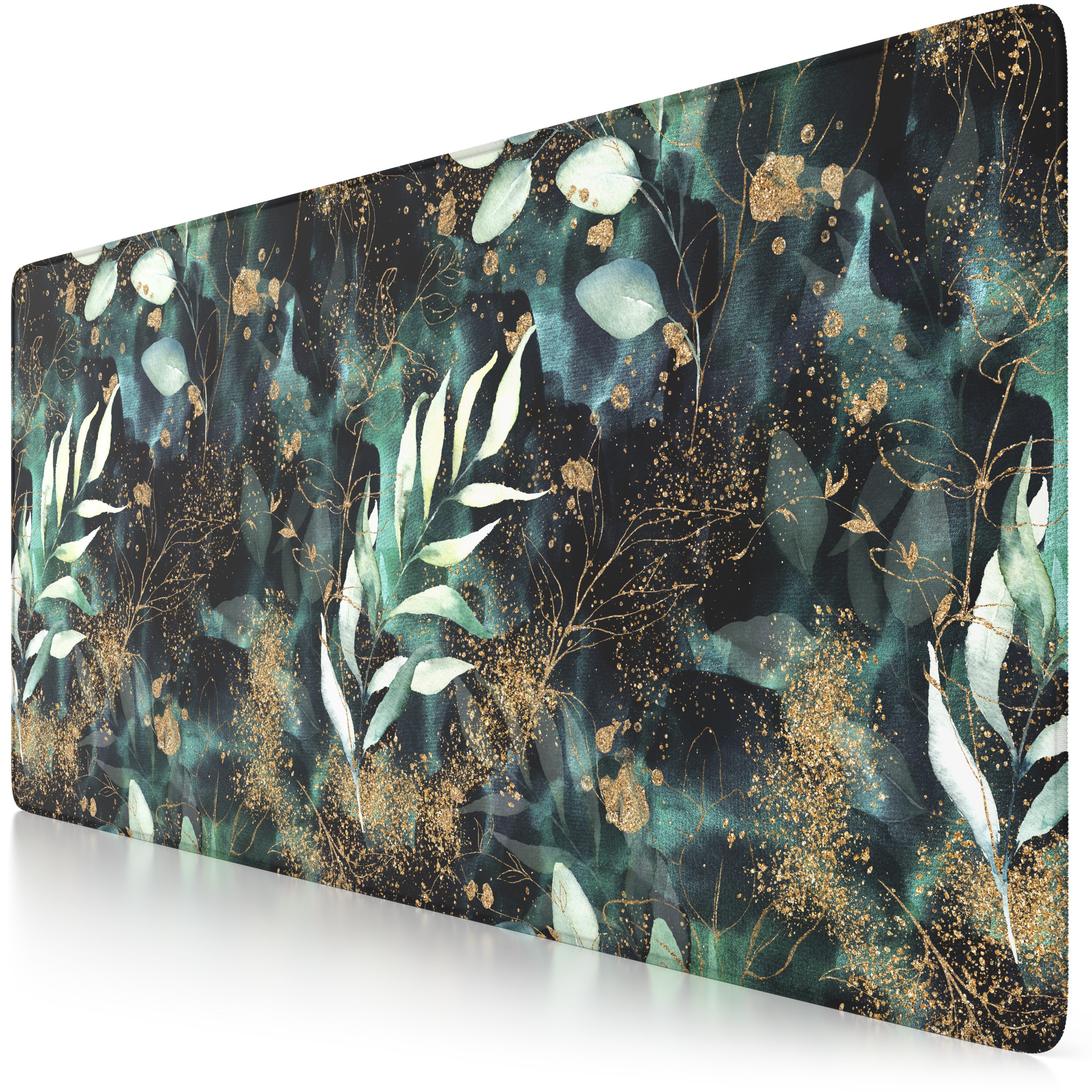CSL Gaming Mauspad, XXL, 900 x 400 x 3 mm, Schreibtischunterlage, extralarge, waschbar, Gold Floral 