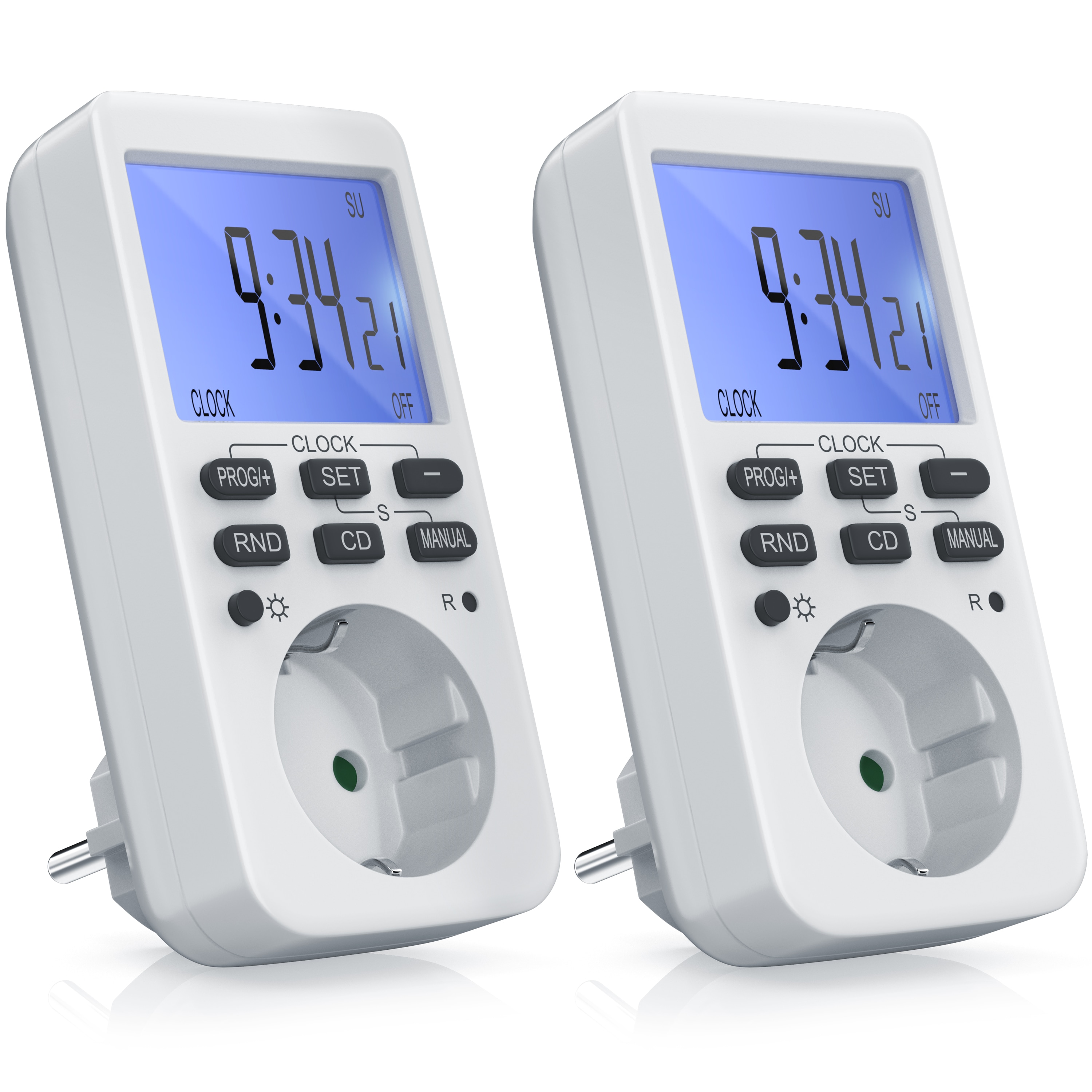 BEARWARE 2x Zeitschaltuhr programmierbar mit LCD Display Steckdosen Timer / max 3680W 