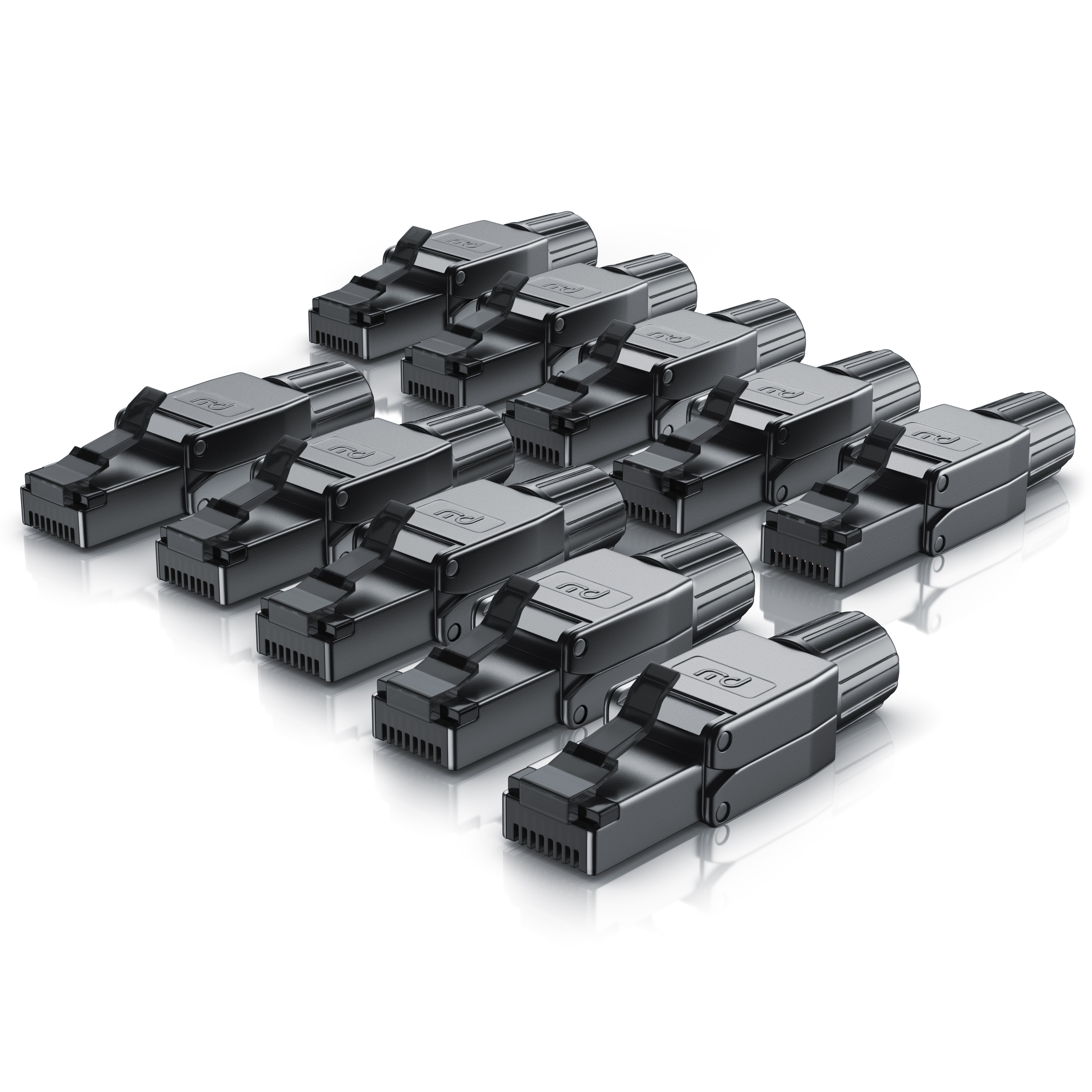 Primewire 10x Netzwerk-Adapter RJ-45 (Ethernet) zu Netzwerkkabel, Netzwerkstecker RJ45 CAT 8 - Gigabit Ethernet LAN Kabel - 40 Gbit/s, schwarz 