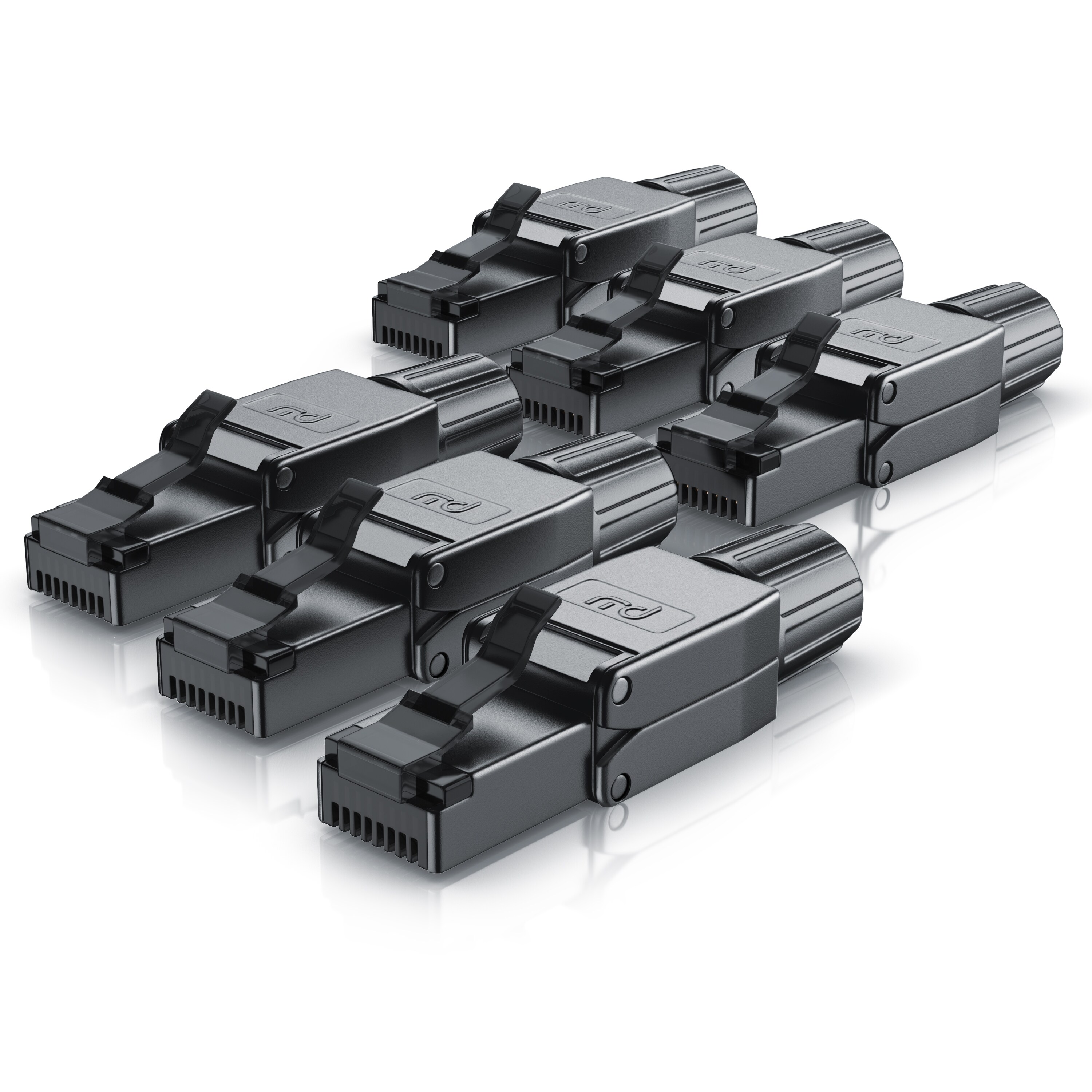 Primewire 6x Netzwerk-Adapter RJ-45 (Ethernet) zu Netzwerkkabel, Netzwerkstecker RJ45 CAT 8 - Gigabit Ethernet LAN Kabel - 40 Gbit/s, schwarz 