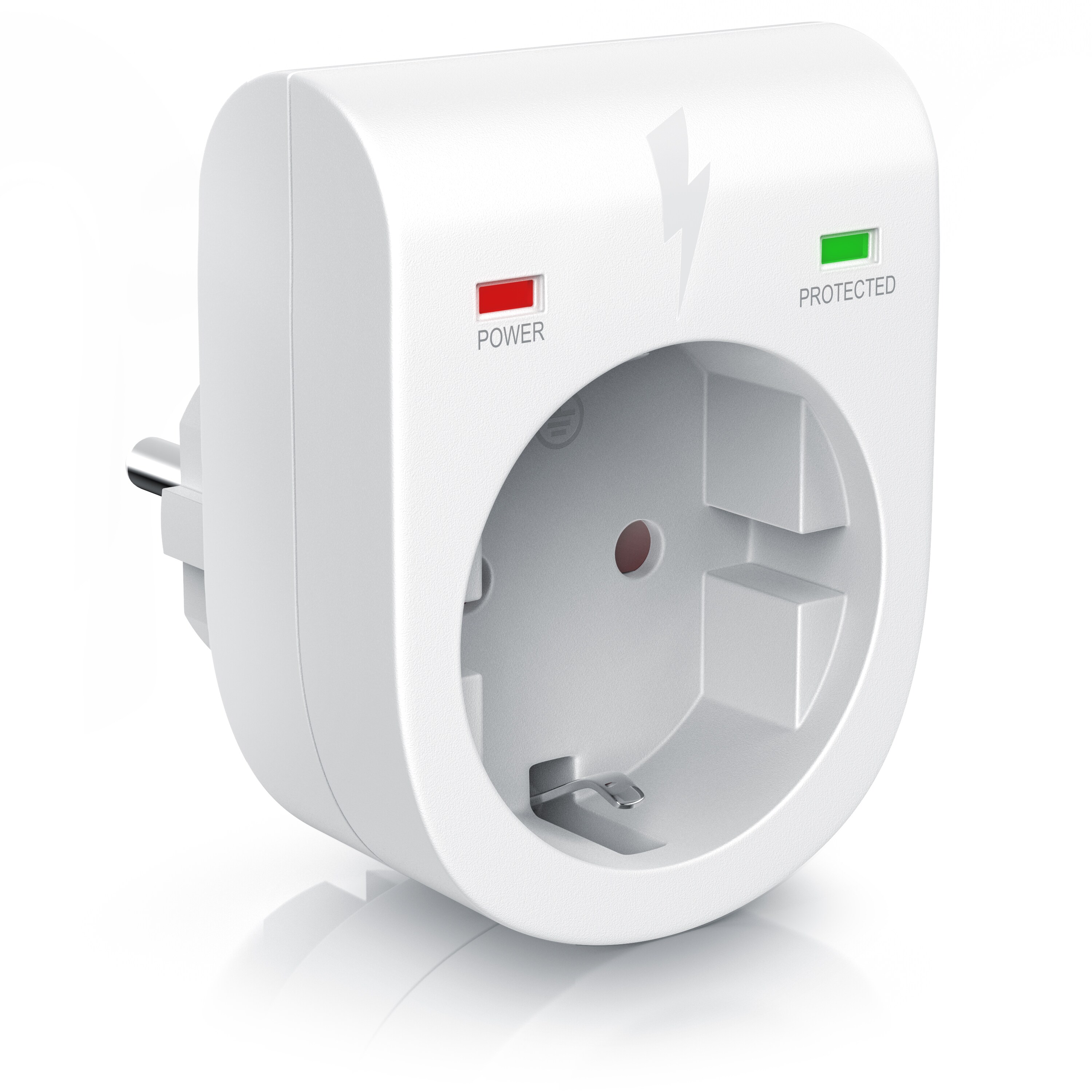 Arendo Schutzkontakt &Uuml;berspannungsschutzadapter LED-Anzeige / Kindersicherung / bis 3500W 