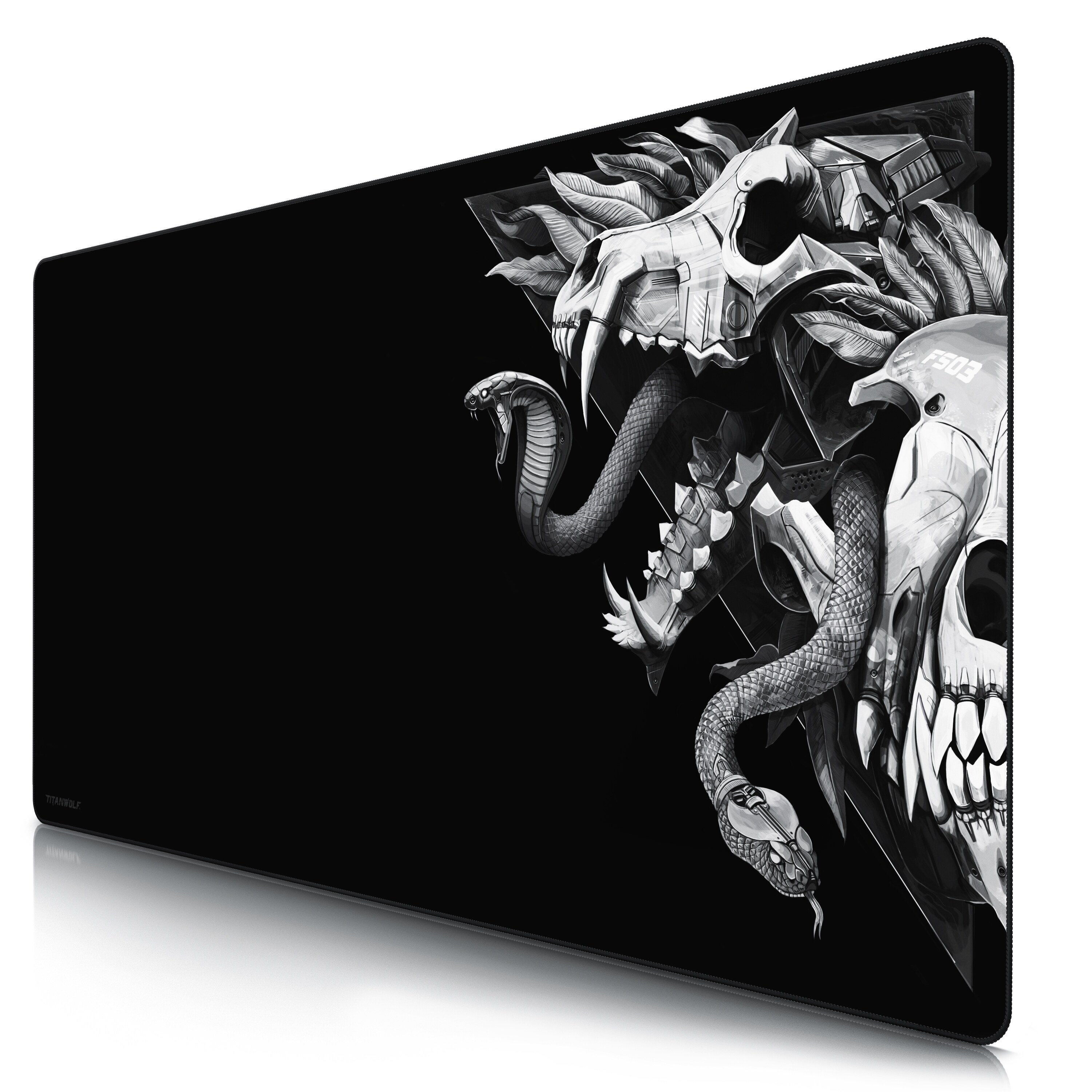 Titanwolf Gaming Mauspad, XXXL Speed Mousepad 1200 x 600 mm, Geschwindigkeit & Pr&auml;zision, Wolf Skull 