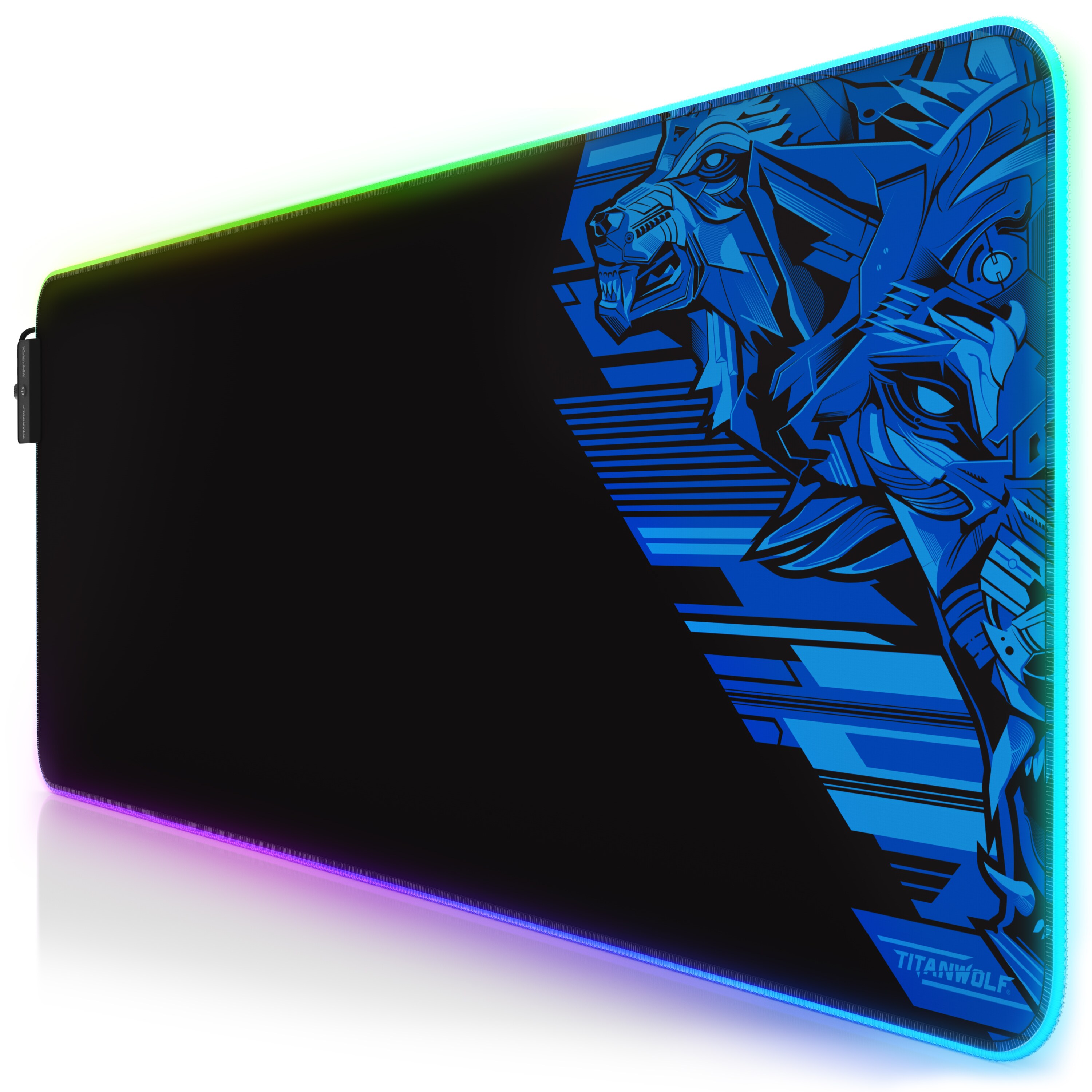 Titanwolf RGB Gaming Mauspad, Mousepad XL 800 x 300mm verbessert Pr&auml;zision & Geschwindigkeit, Vector Blau 