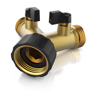 Brandson Wasserventil 2 Wege - Y-Verteiler für 3/4 Zoll Wasserhahn - Garten Wasserverteiler - Verteileranschluss für Wasserschlauch - 2 Drehschalter 
