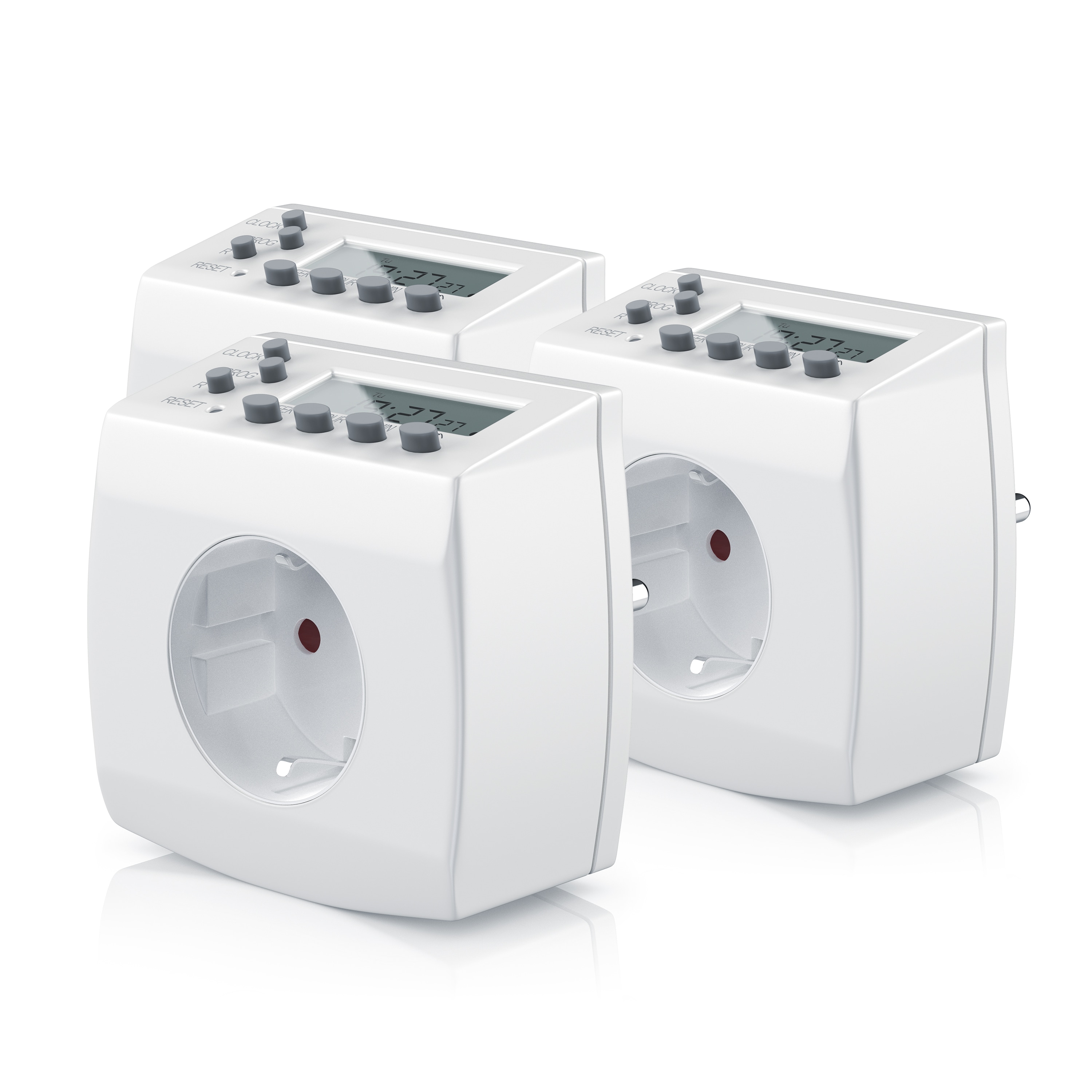 BEARWARE 3x digitale Zeitschaltuhr in kompakter Bauform Kinderschutzsicherung / Zufallsschaltung 