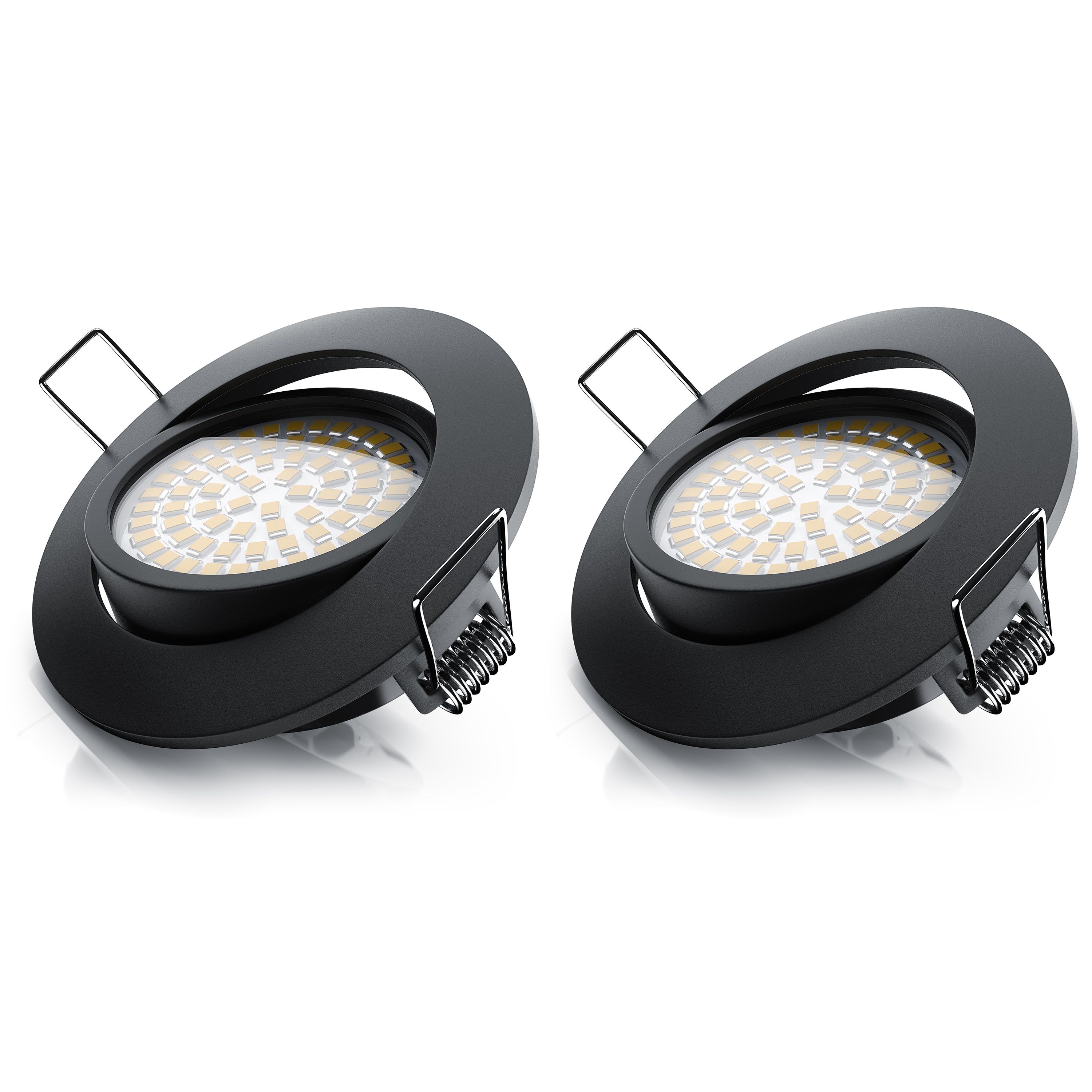 Brandson 2x LED Deckenspots dimmbar & schwenkbar Einbaustrahler mit Aluminium Rahmen in schwarz 