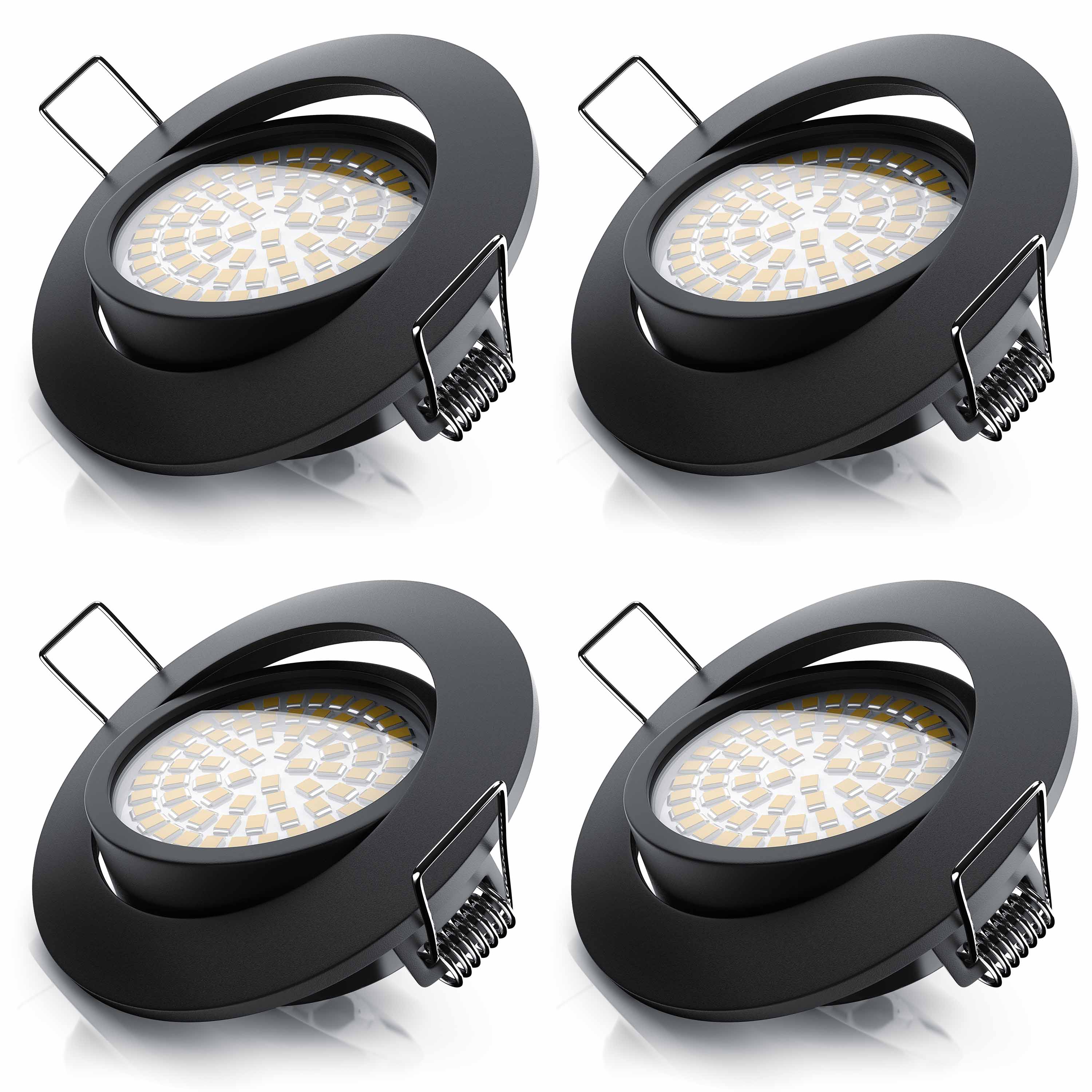 Brandson 4x LED Deckenspots dimmbar & schwenkbar Einbaustrahler mit Aluminium Rahmen in schwarz 