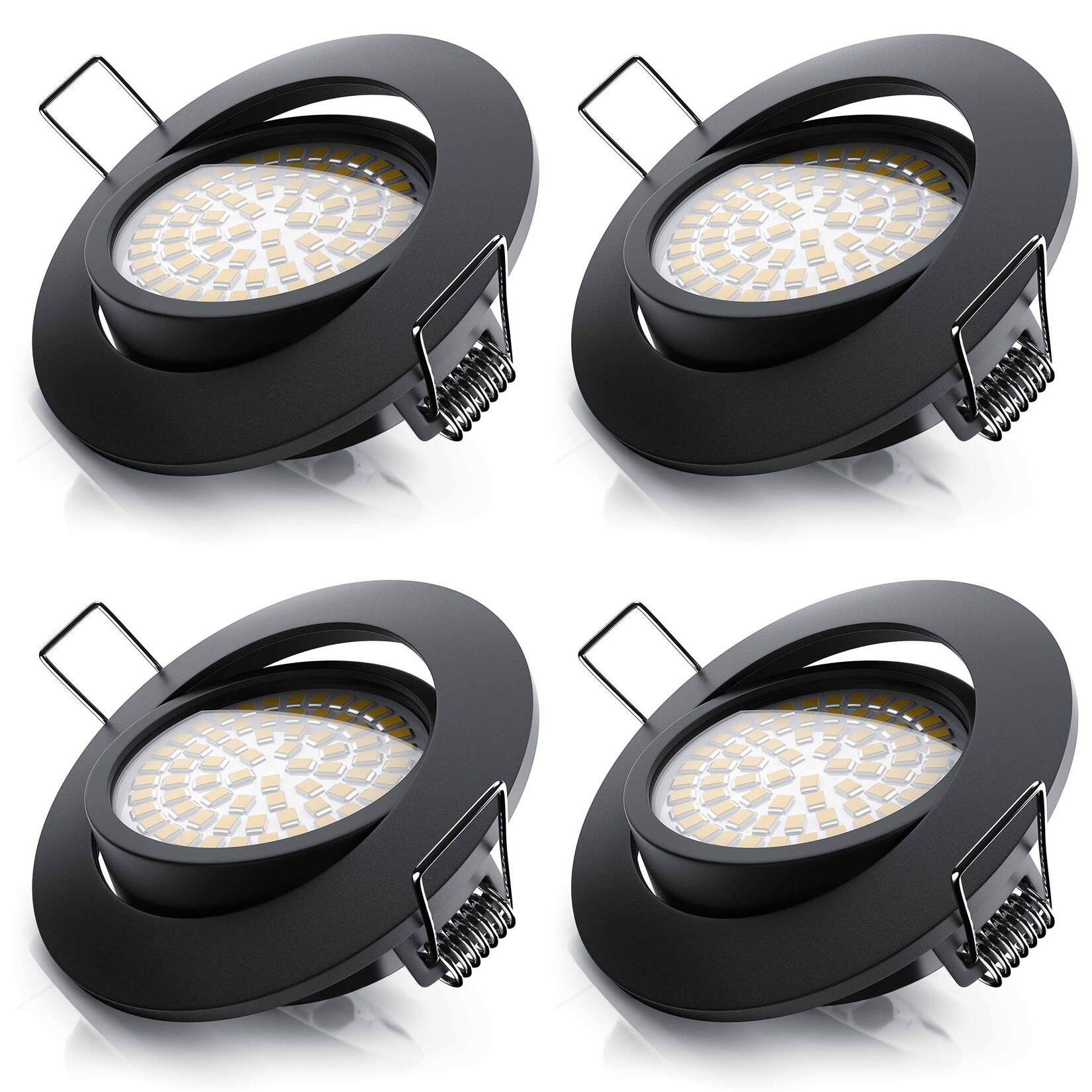 Brandson 4x LED Deckenspots dimmbar & schwenkbar Einbaustrahler mit Aluminium Rahmen in schwarz
