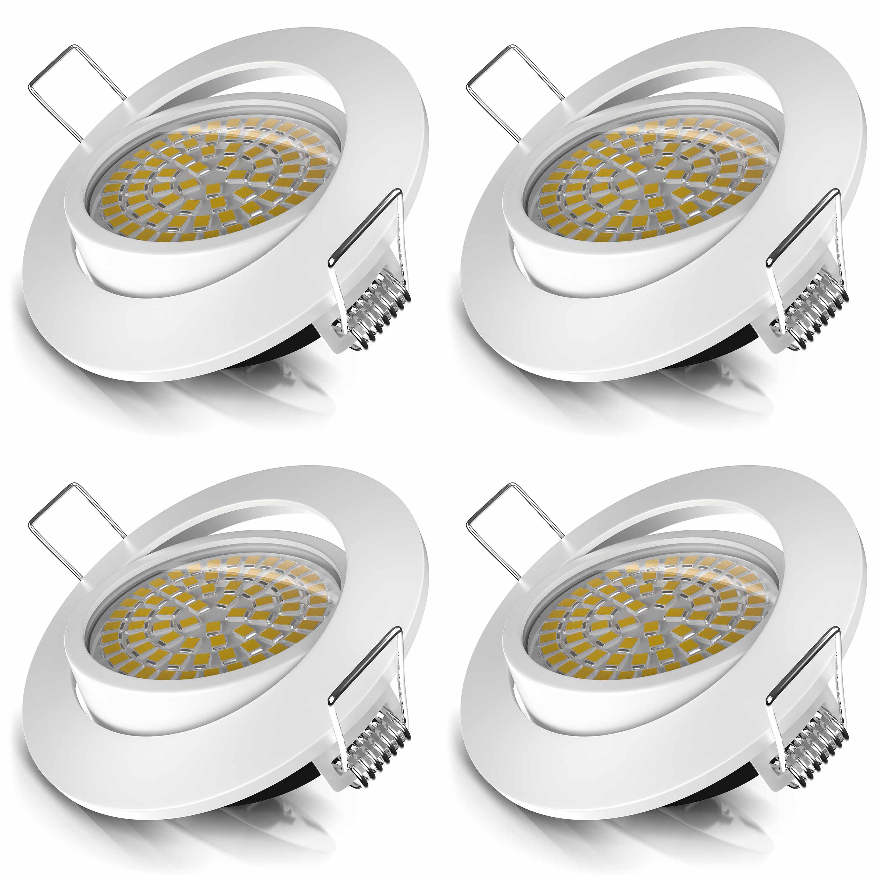 Brandson 4x LED Einbaustrahler schwenkbar Warmwei&szlig; 3000K Deckenspot / Deckenstrahler 5W - 320 Lumen 