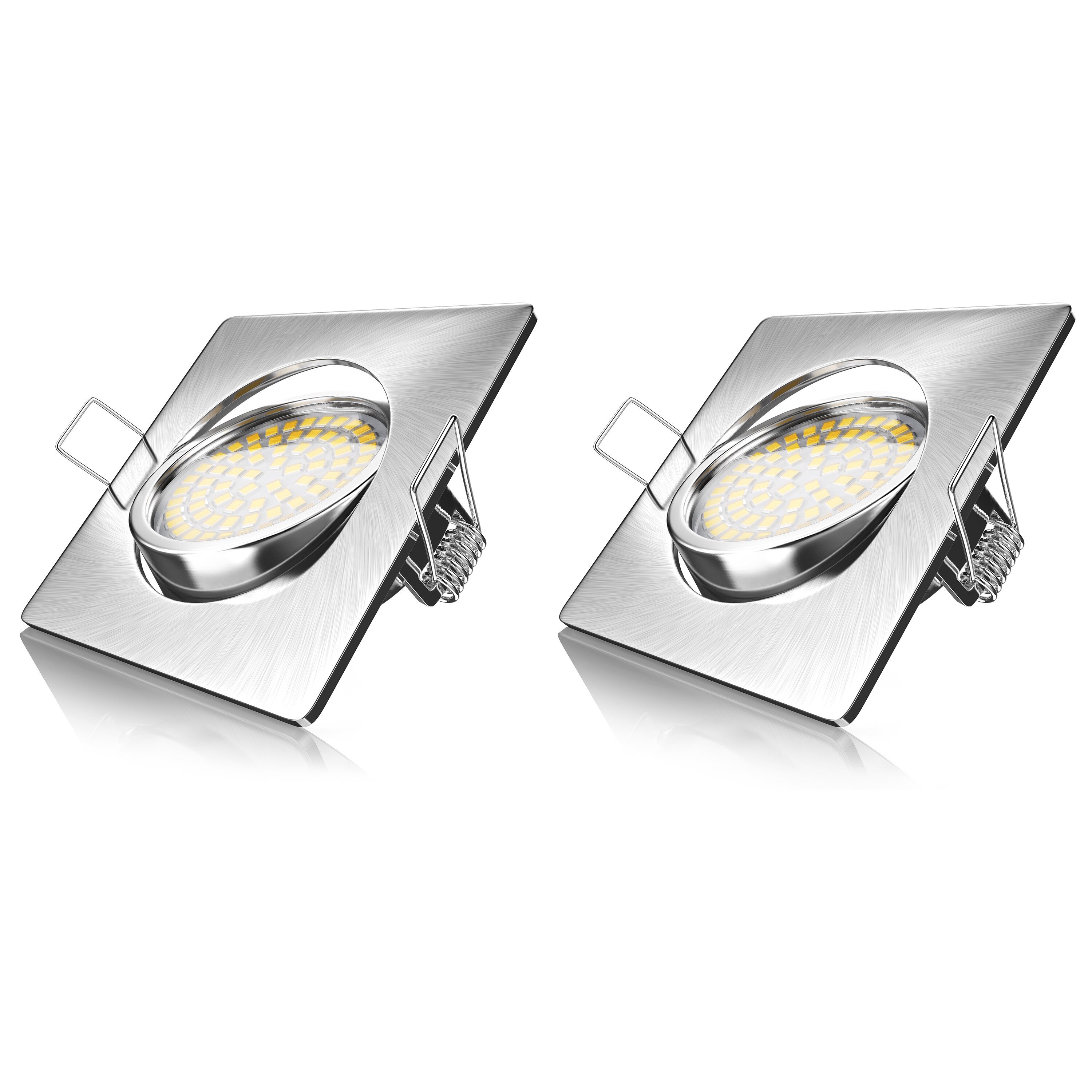 Brandson 2x LED Einbaustrahler in Edelstahl Optik, schwenkbarer Deckenspot mit 320 Lumen / Warmwei&szlig; 