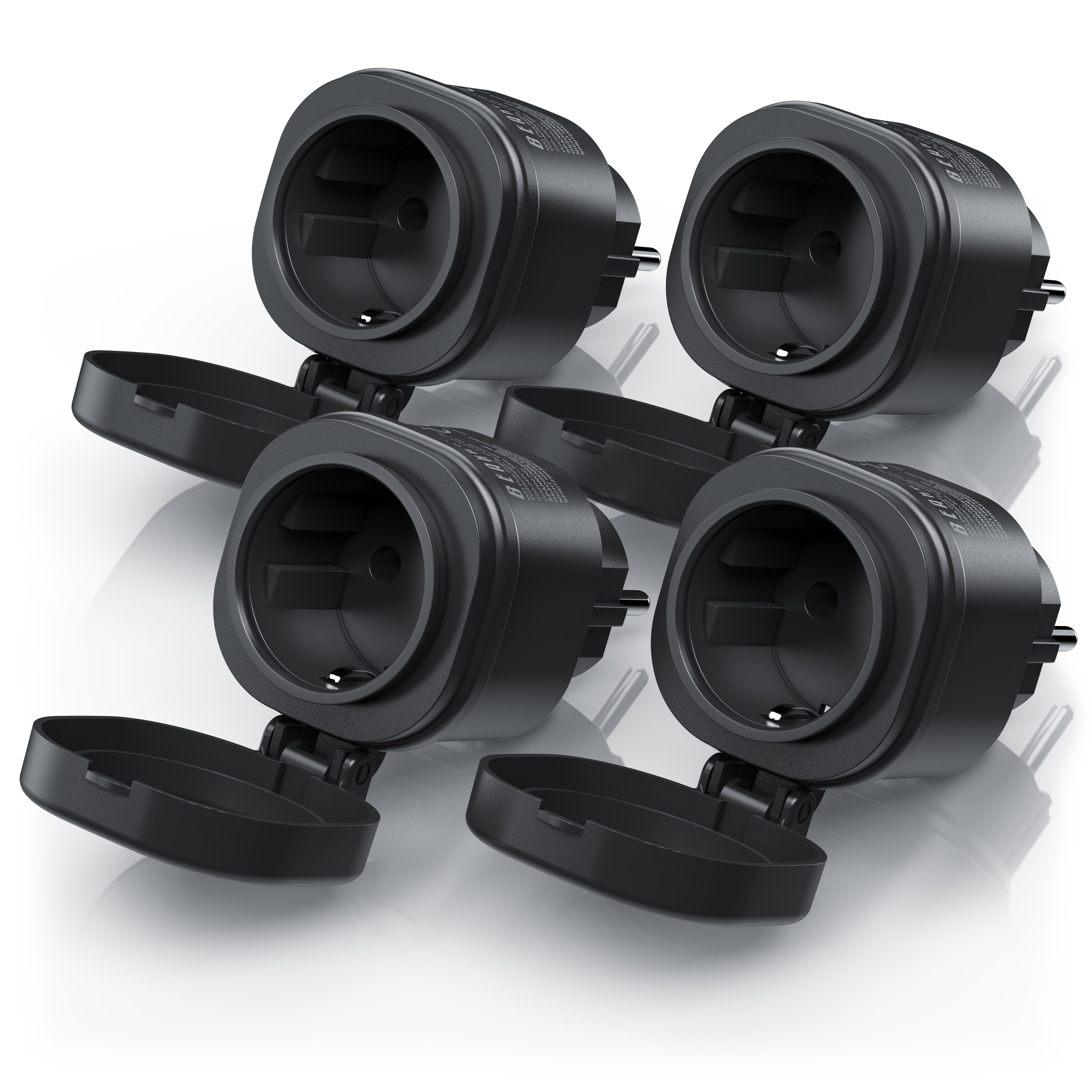 BEARWARE 4x Wifi Outdoor Steckdose 2,4 Ghz WLAN Steuerung per App Smart Life / IP44 