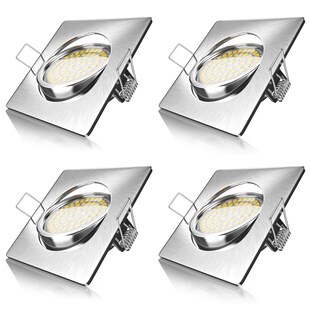 Brandson 4x LED Einbaustrahler in Edelstahl Optik, schwenkbarer Deckenspot mit 320 Lumen / Warmweiß 
