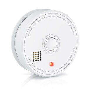 Brandson Rauchmelder 10 Jahre Batterie - 9V Blockbatterie - Smoke Detector - wechselbare Batterie - Gerät wiederverwendbar - DIN EN 14604 2005 