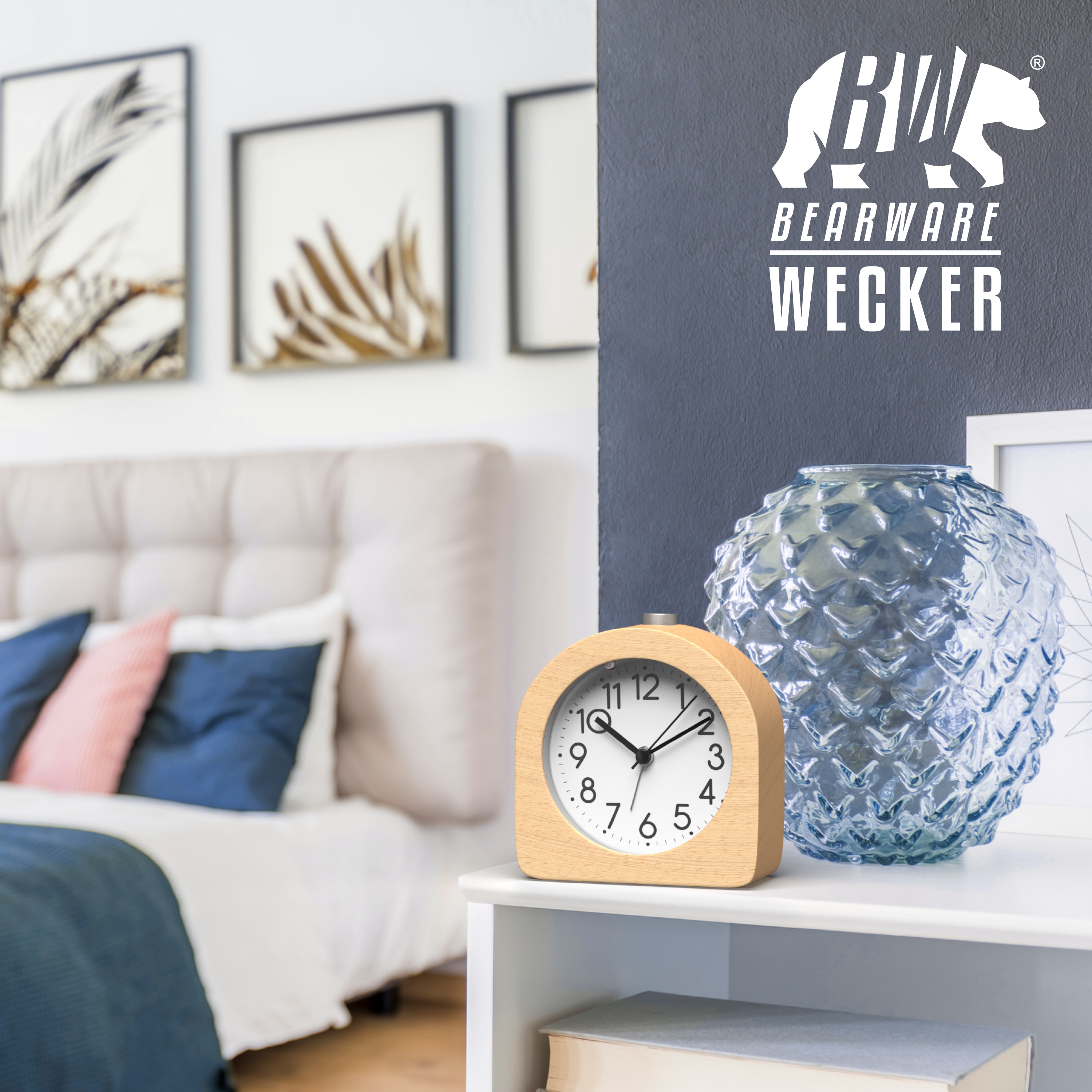 Vicloon Analoger Mini Wecker – Kompakt, Geräuschlos, Mit Nachtlicht & Schlummerfunktion, Weiß