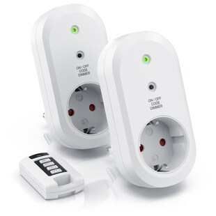 BEARWARE Dimmbare Funksteckdosen - Set mit Fernbedienung - 2er Set für den Innenbereich Indoor + 1 Fernbedienung - Steckdose 