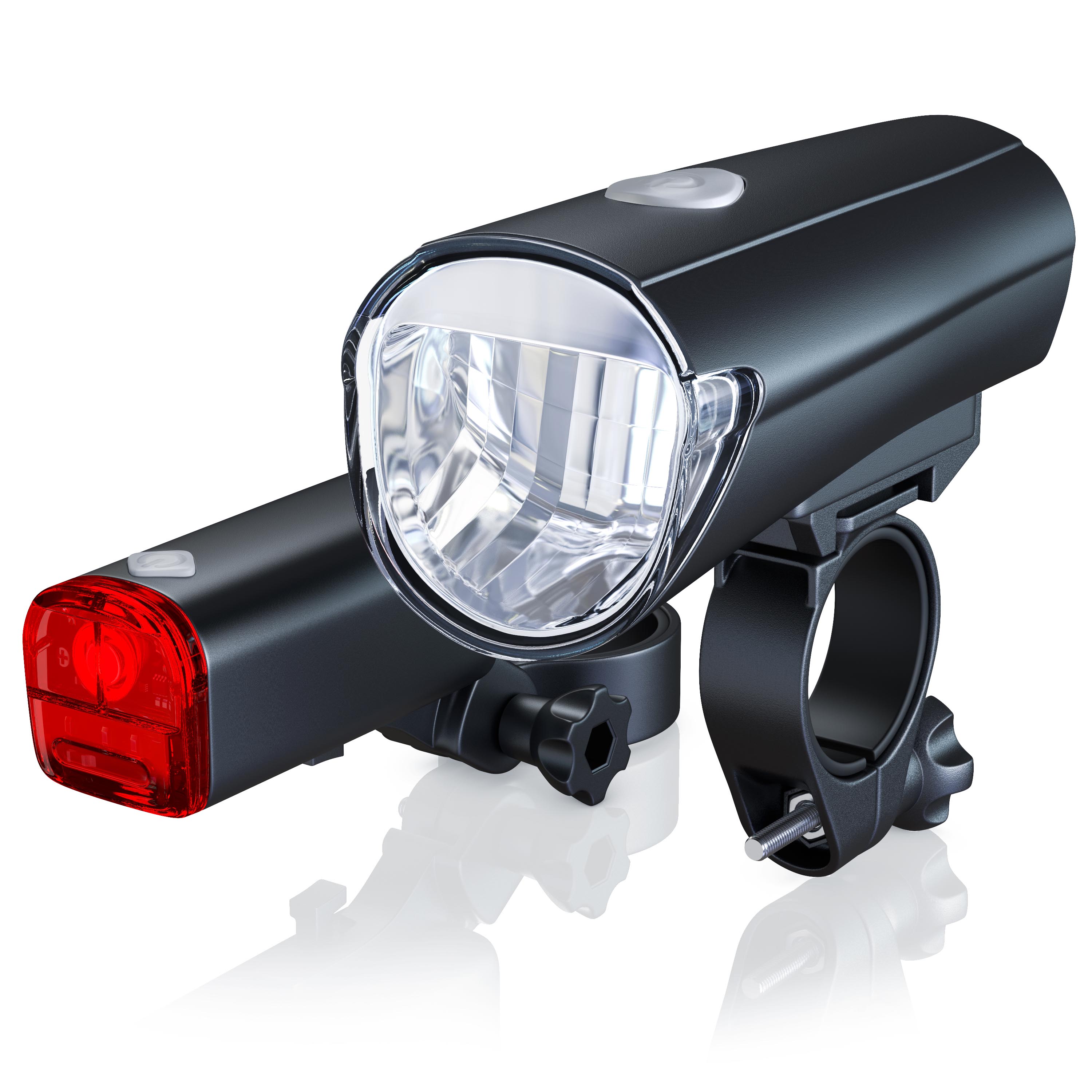 Aplic LED Fahrradlampen Set mit Front & R&uuml;cklicht StVZO zugelassen / Energiesparend / 30 Lux 
