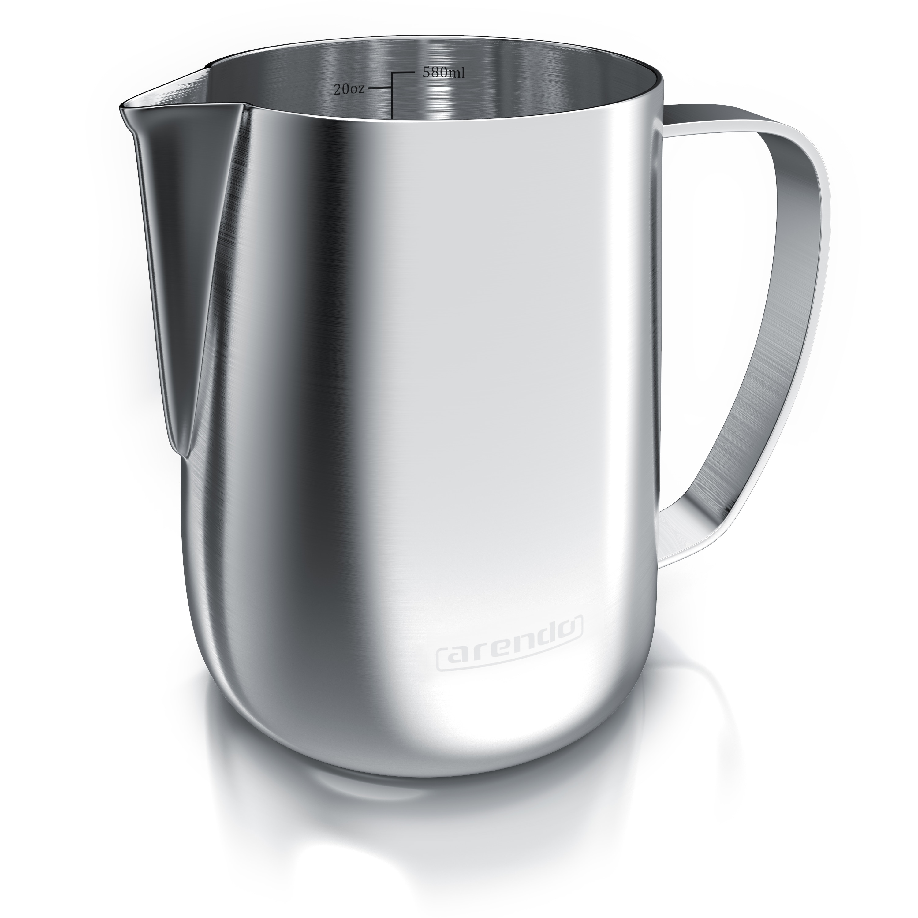 Arendo Edelstahl Milchk&auml;nnchen mit Messskala - Milchkanne zum Aufsch&auml;umen von Milchschaum 