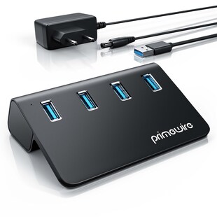 Primewire USB 3.2 Gen2 Hub, 4 Port Aktiver Verteiler mit Netzteil, 10 Gbit/s 