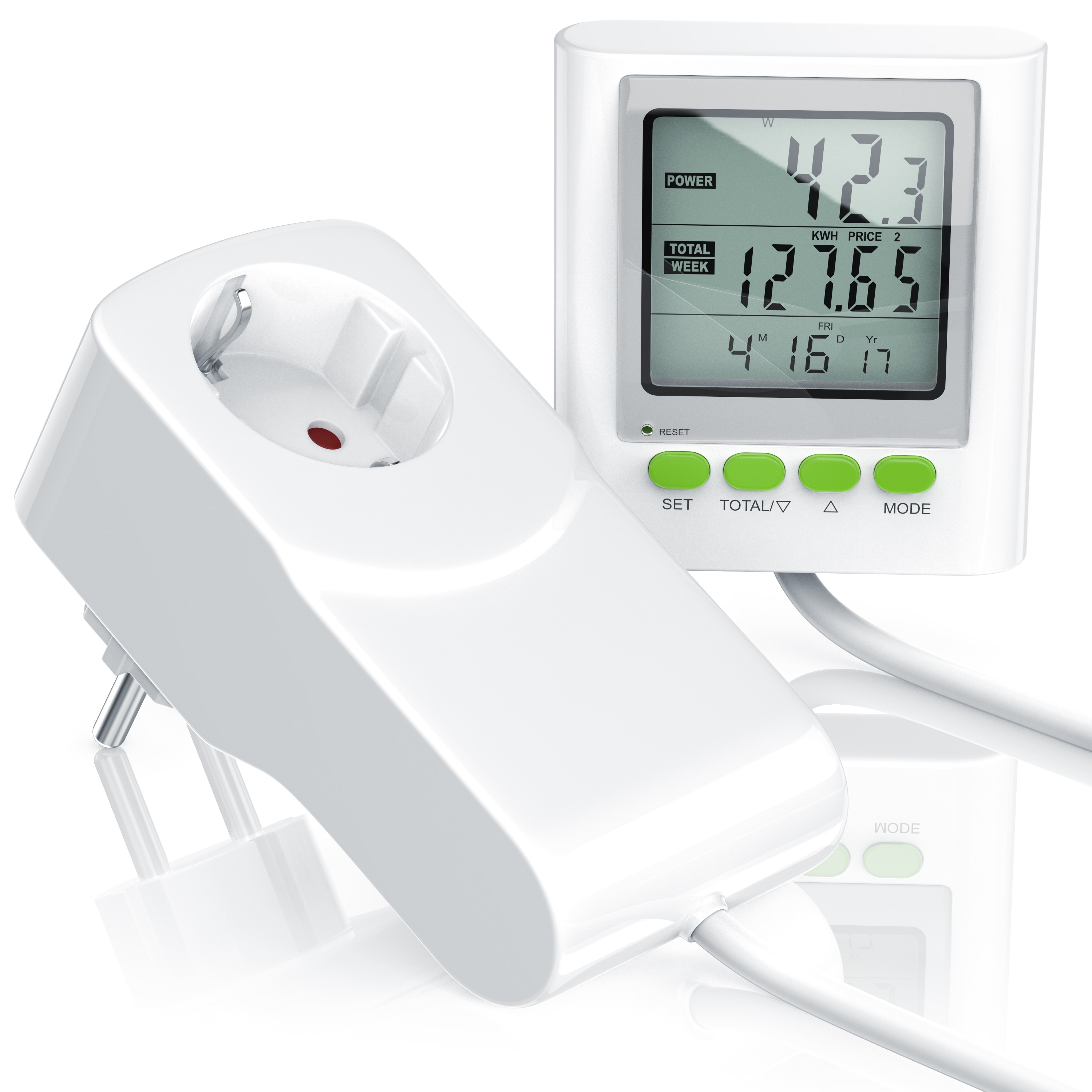 BEARWARE Stromverbrauchsz&auml;hler mit Kabelverl&auml;ngerung - Energiekostenmessger&auml;t 