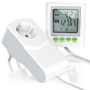 BEARWARE Stromverbrauchszähler mit Kabelverlängerung - Energiekostenmessgerät 