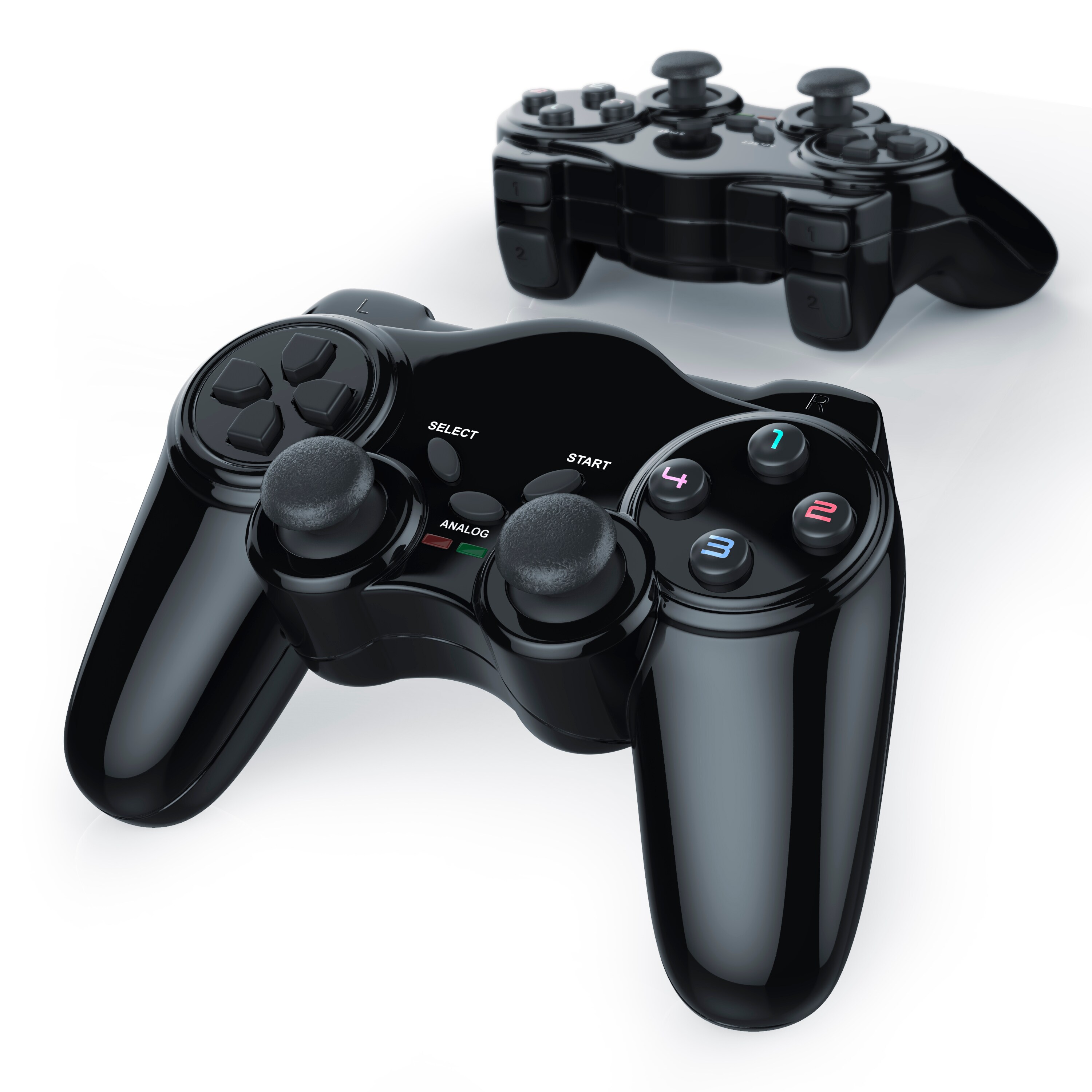 CSL 2x PlayStation-Controller, Wireless PS2 Gamepad, 2,4 GHz Funk Adapter mit Dual Vibration 