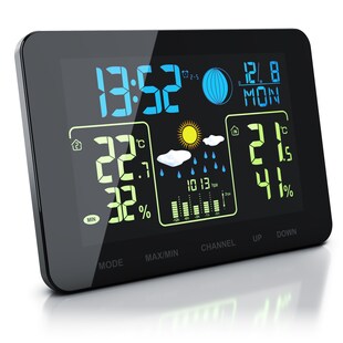 BEARWARE Funkwetterstation mit Farbdisplay & Außensensor Barometer, Wettervorhersage uvm. 