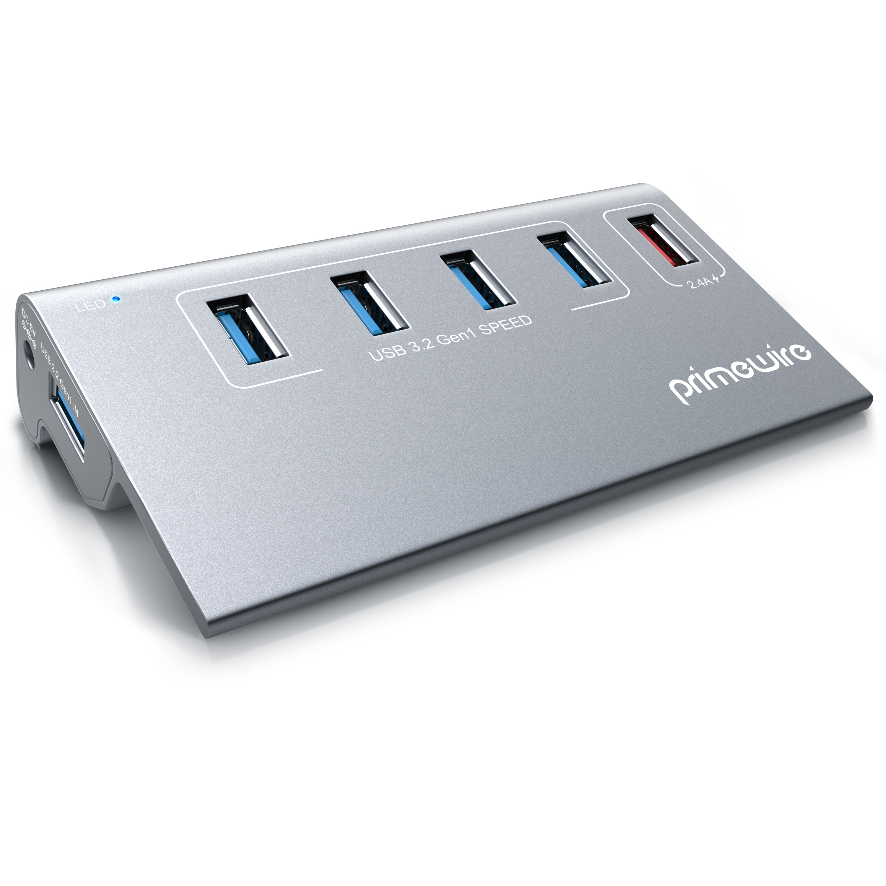 Primewire - USB HUB 3.2 Gen1, USB Adapter, USB Verteiler, 5-Port, kompatibel mit Windows Desktop-PCs, Notebooks, Laptops, MacBooks (bis 2015), Mac 