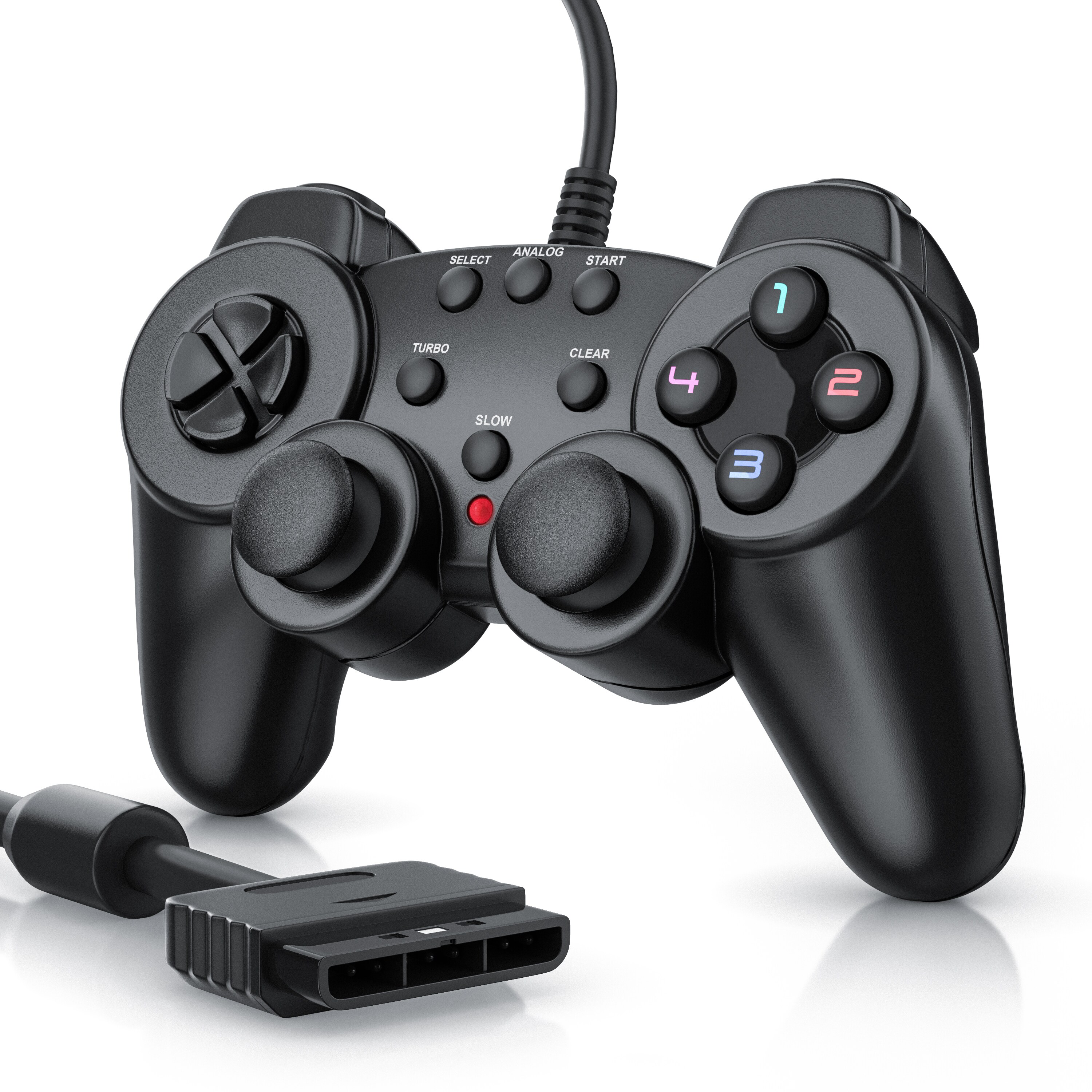 CSL PlayStation-Controller, PS2 Gamepad mit Dual Vibration (Rumble Effekt), Pr&auml;zision & Komfort 